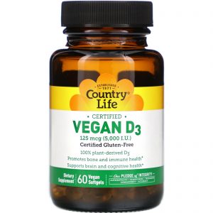 Comprar country life, vegan d3, 125 mcg (5,000 iu), 60 vegan softgels preço no brasil vitamina d vitaminas e minerais suplemento importado loja 83 online promoção -