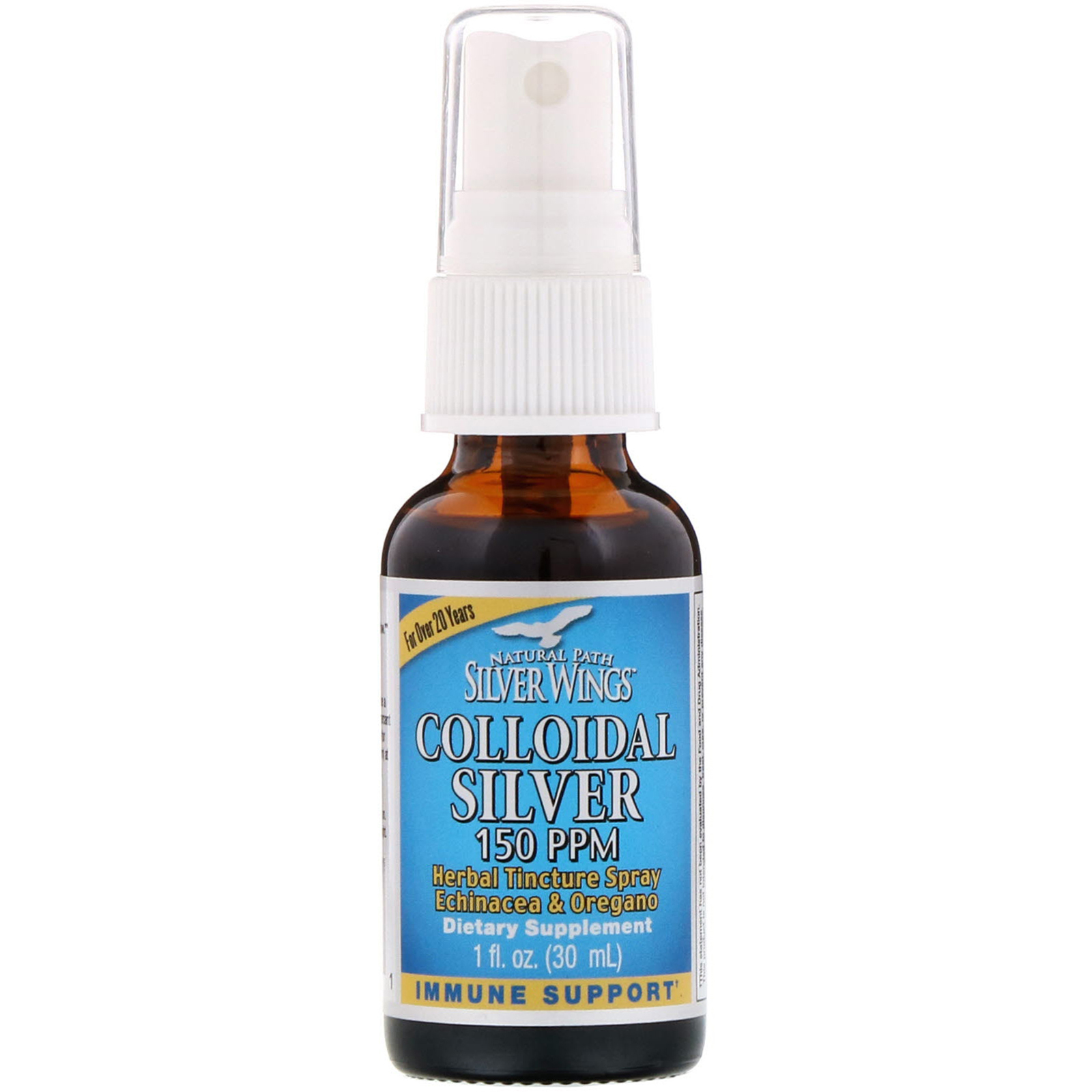 Natural Path Silver Wings, Prata Coloidal, Spray de Tintura Herbal, 150 PPM, frasco de 1 oz (30 ml) - Imagem 3