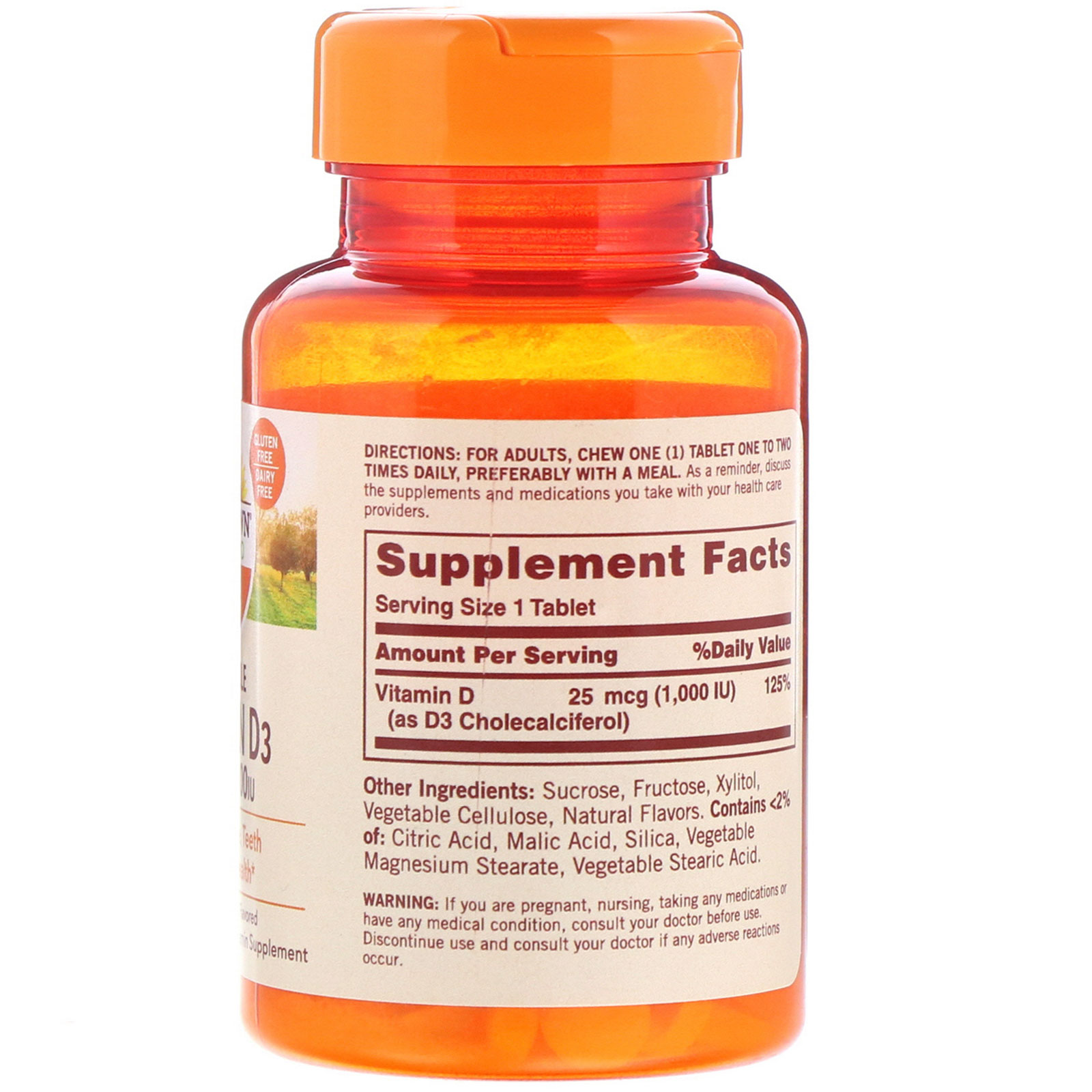 Sundown Naturals, Chewable Vitamin D3, Strawberry-Banana Flavored, 25 mg (1,000 IU), 120 ChewableTablets - Imagem 2