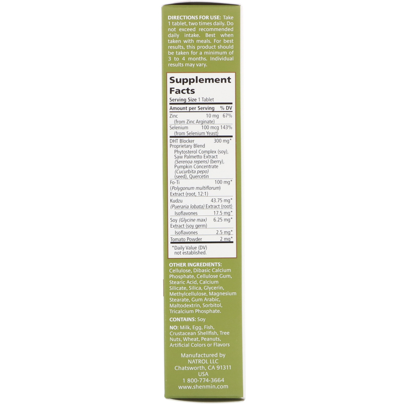 Natrol, Shen Min, bloqueador de DHT, 60 comprimidos - Imagem 2