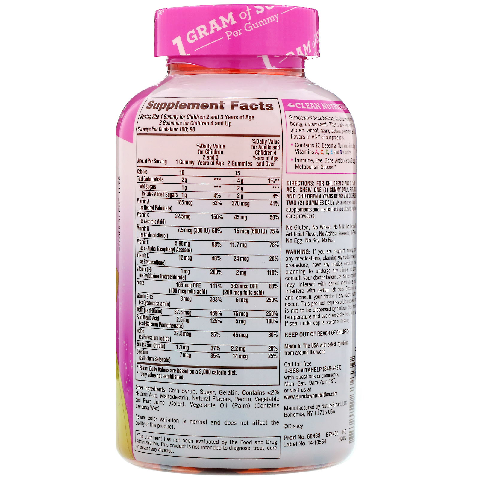 Sundown Naturals Kids, Complete Multivitamin Gummies, Disney Princess, Natural Grape, Orange & Cherry Flavors, 180 Gummies - Imagem 2