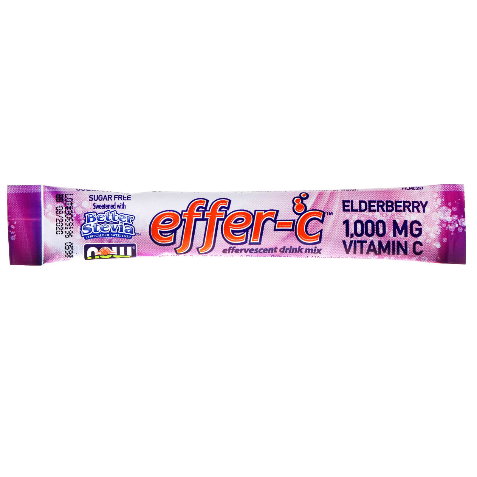 Now Foods, Effer-C, mistura de bebida efervescente, sabugueiro, 30 pacotes, 5,5 g cada - Imagem 3