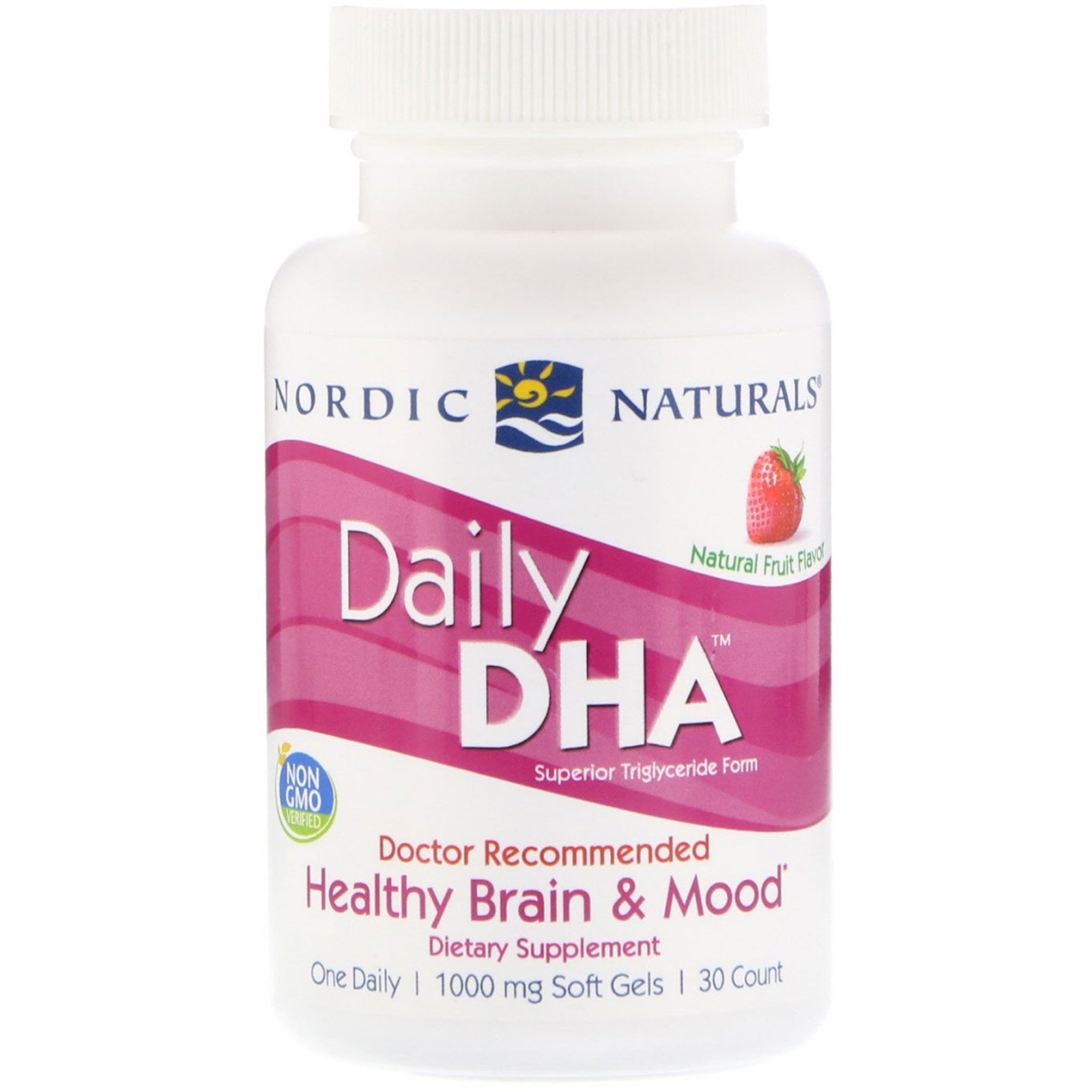Nordic Naturals, DHA Diário, Morango, 1000 mg, 30 Cápsulas Gelatinosas