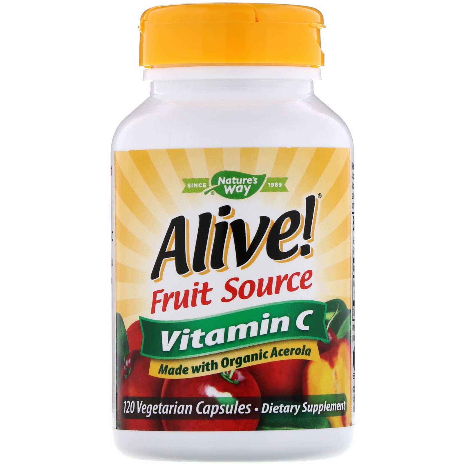 Nature's Way, Alive!, Fruit Source, Vitamina C, 120 Cápsulas Vegetarianas - Imagem 3