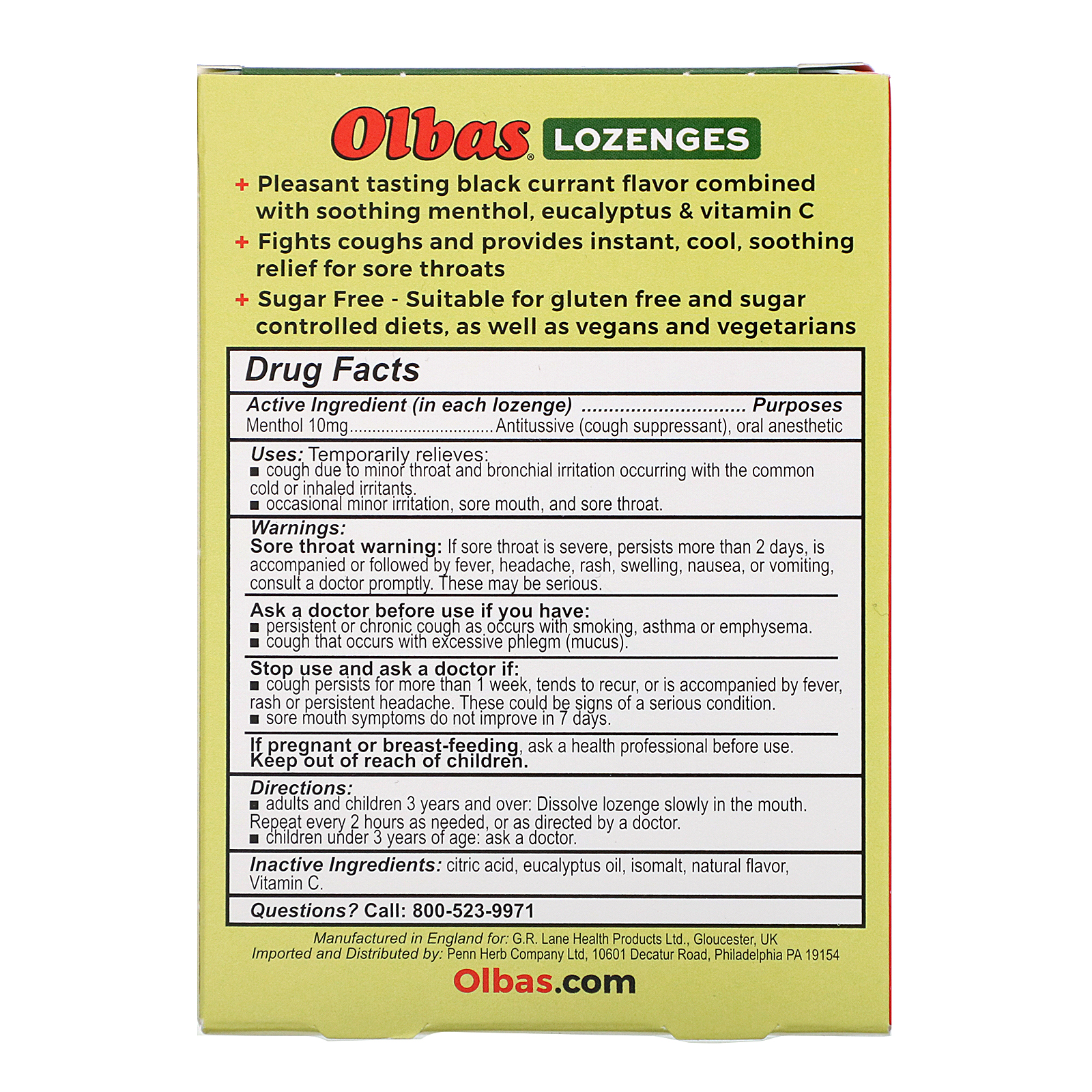 Olbas Therapeutic, Olbas Lozenges, Sugar Free, Black Currant Flavor, 24 Pastilhas - Imagem 2