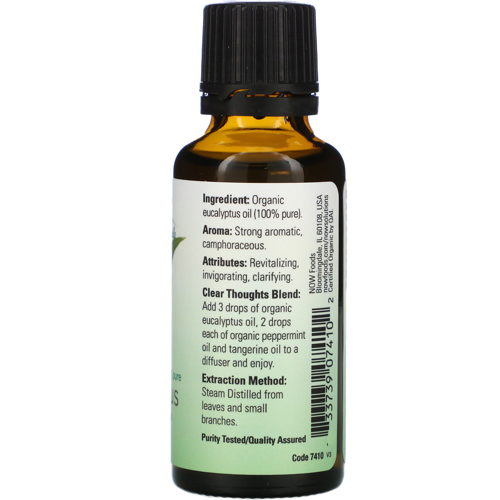 Now Foods, Óleos Essenciais Orgânicos, Eucalipto, 1 fl oz (30 ml) - Imagem 2