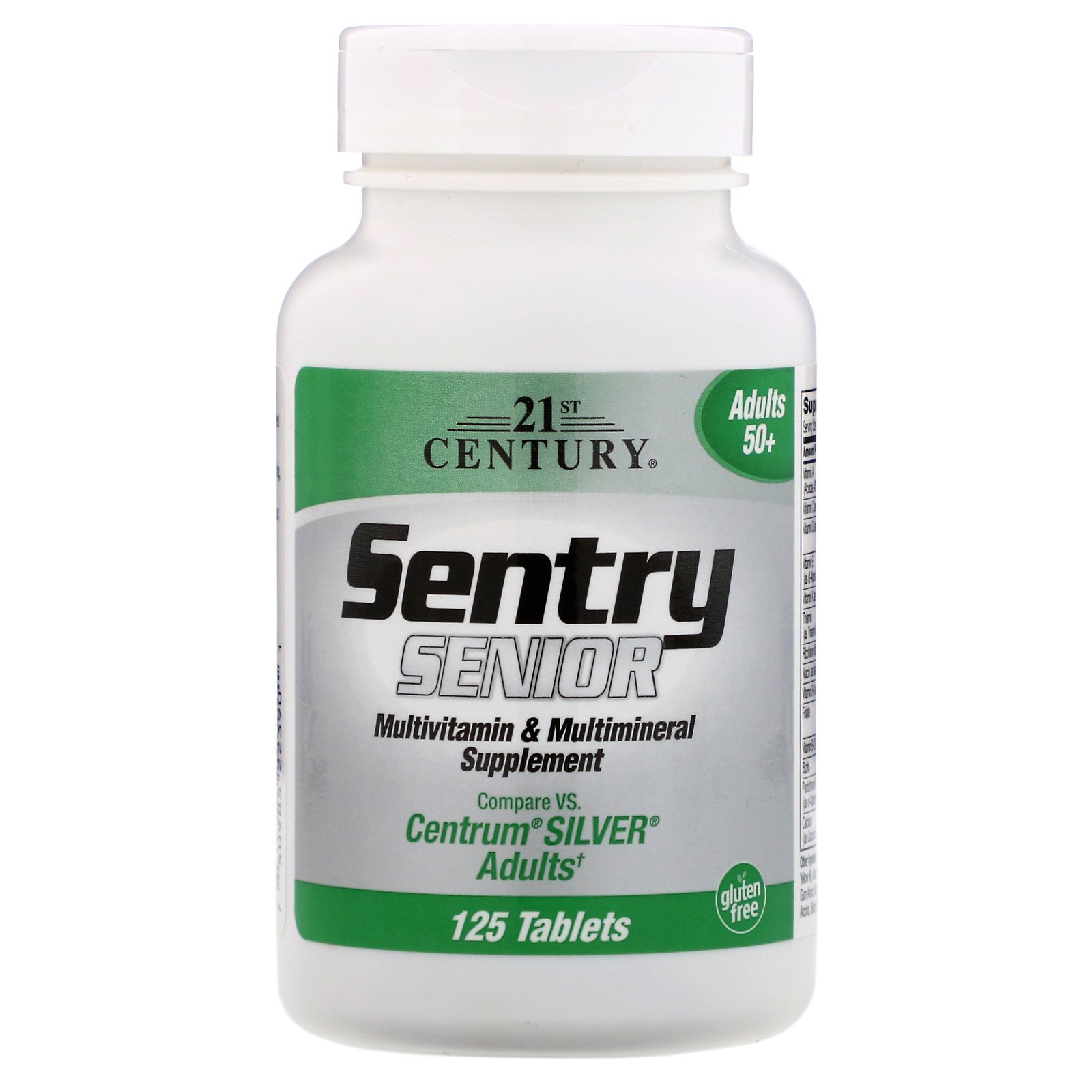 21st Century, Sentry Senior, Multivitamin & Multimineral Supplement, Adultos Acima de 50 anos, 125 Comprimidos