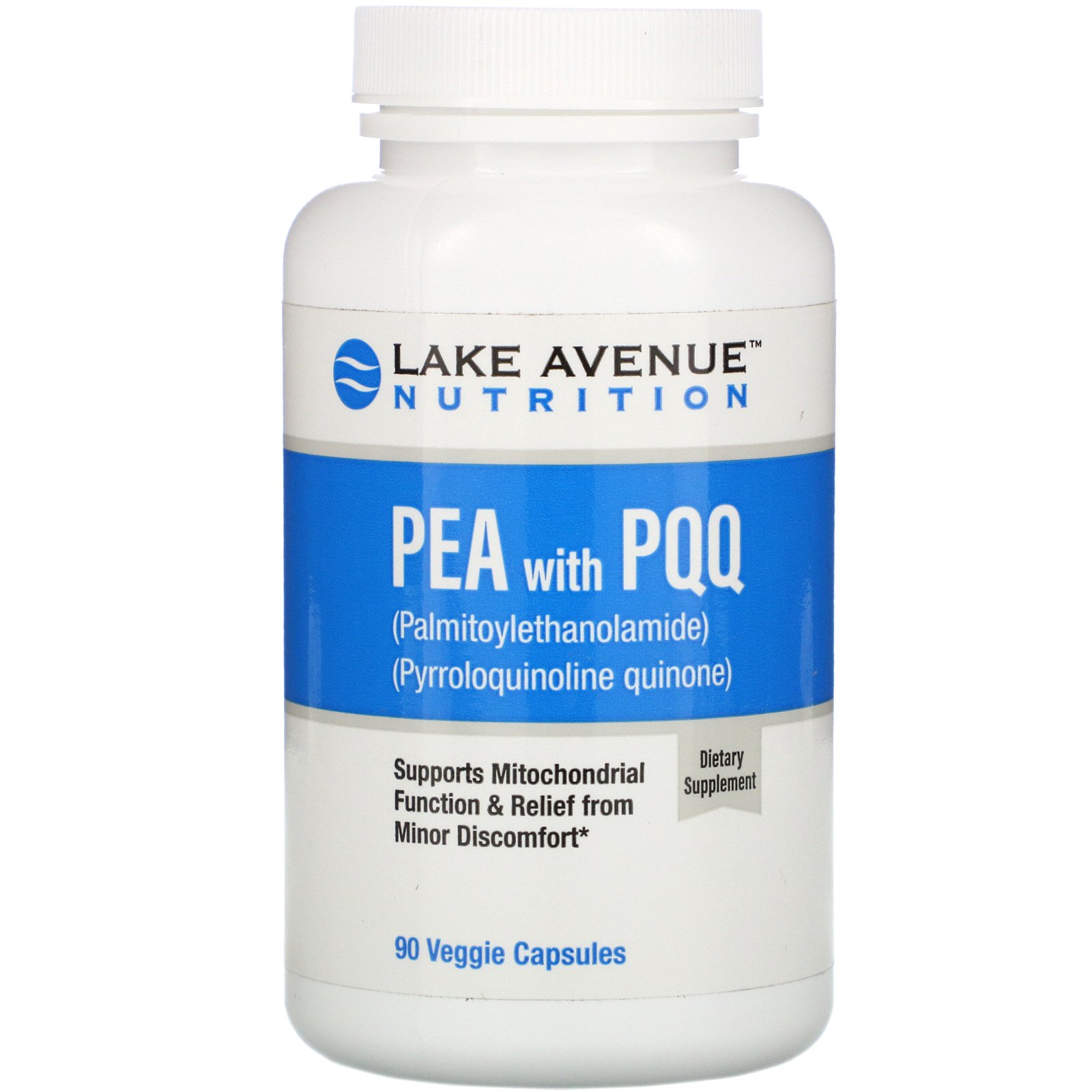 Lake Avenue Nutrition, PEA (Palmitoiletanolamida) com PQQ, 90 Cápsulas Vegetais