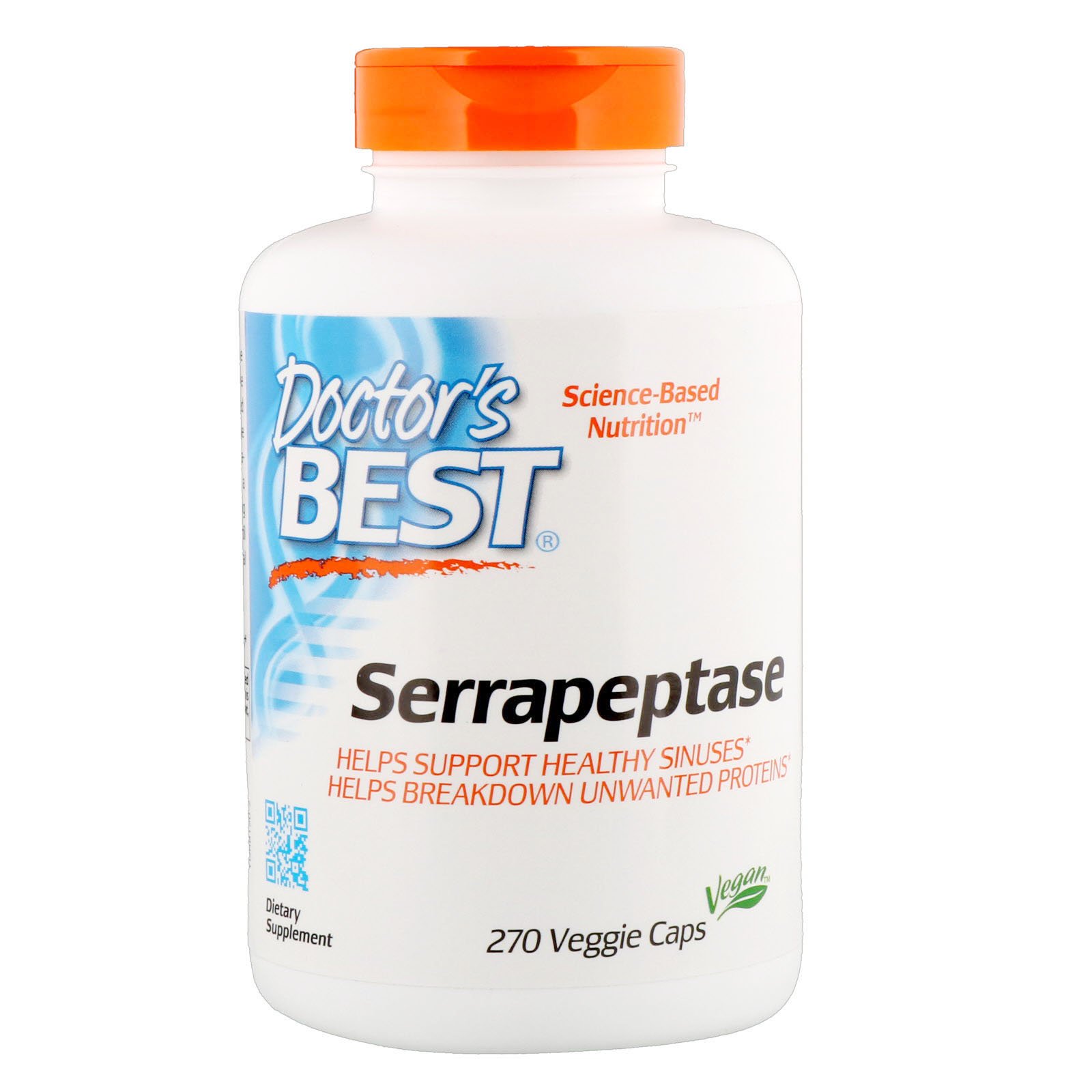 Doctor's Best, Serrapeptase, 40.000 SPU, 270 Cápsulas Vegetais