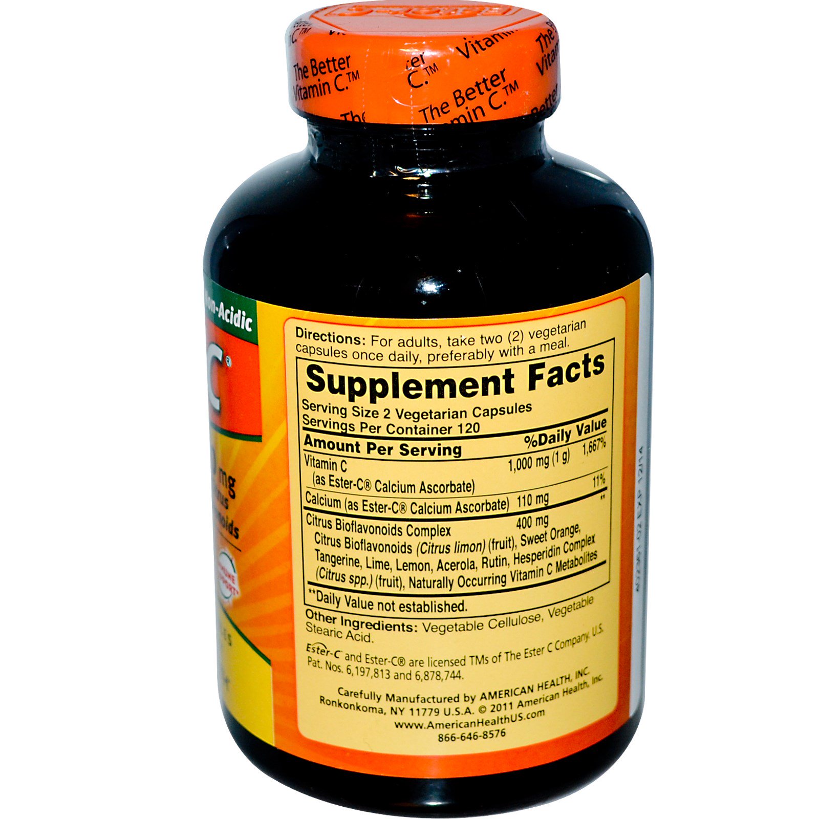 American Health, Ester-C with Citrus Bioflavonoids, 500 mg, 240 Vegetarian Capsules - Imagem 2