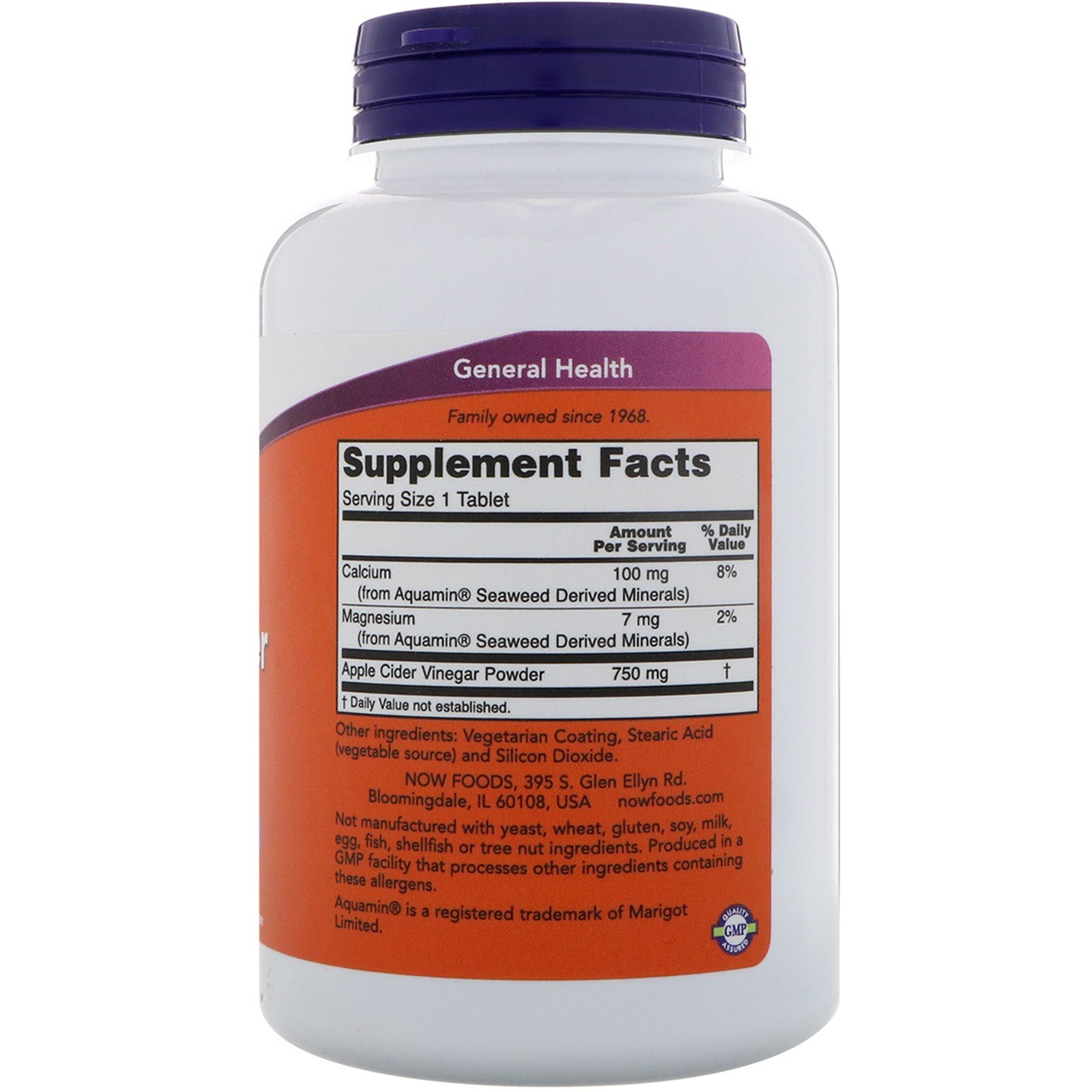 Now Foods, Vinagre de Maçã, Força Extra, 750 mg, 180 Comprimidos - Imagem 2