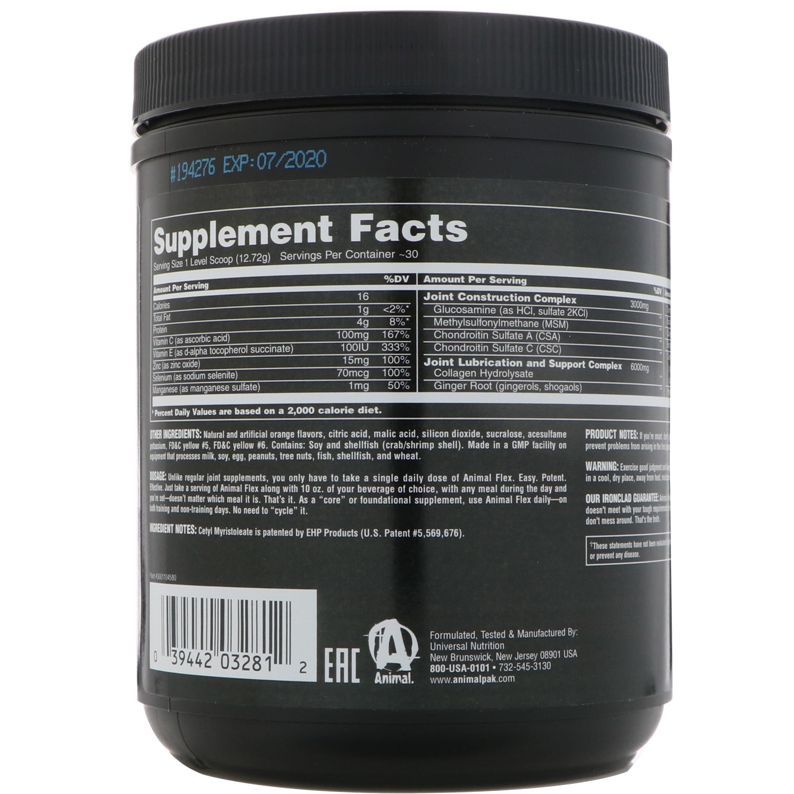 Universal Nutrition, Animal Flex em Pó, Laranja, 381,47 g - Imagem 2