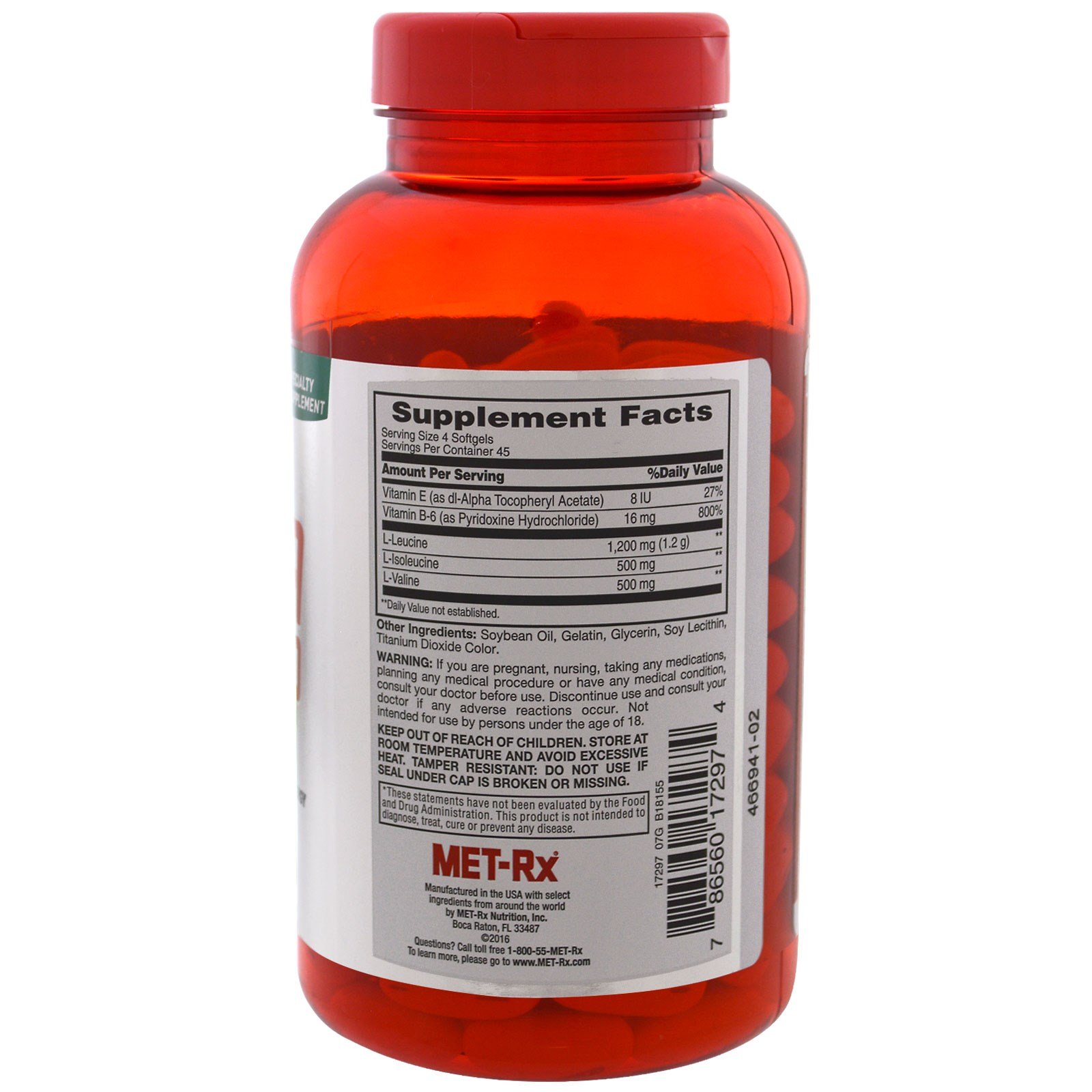 MET-Rx, BCAA 2200, 180 Softgéis - Imagem 2