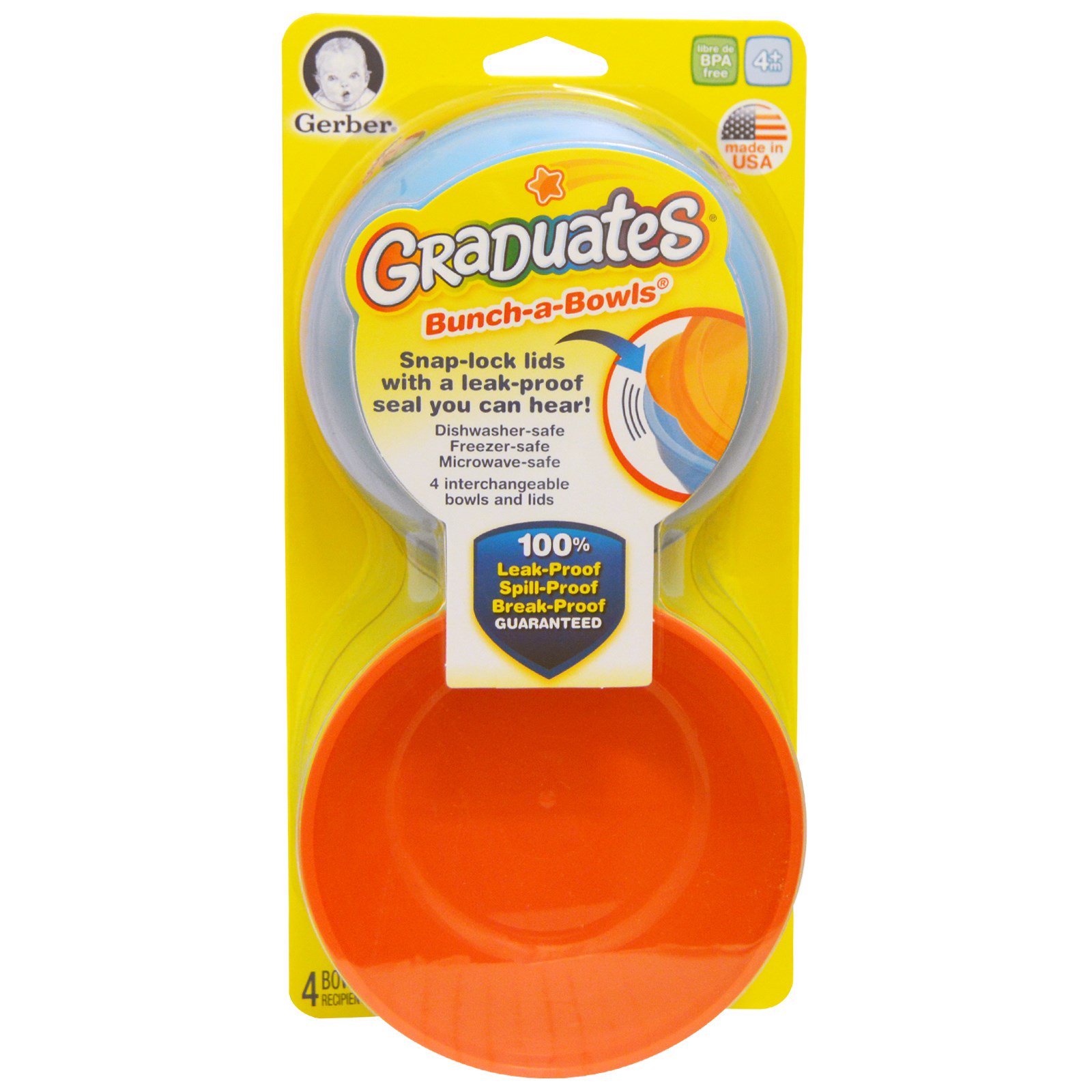 NUK, Gerber Graduates Bunch-a-Bowls, 4 Tigelas com Tampa - Imagem 2