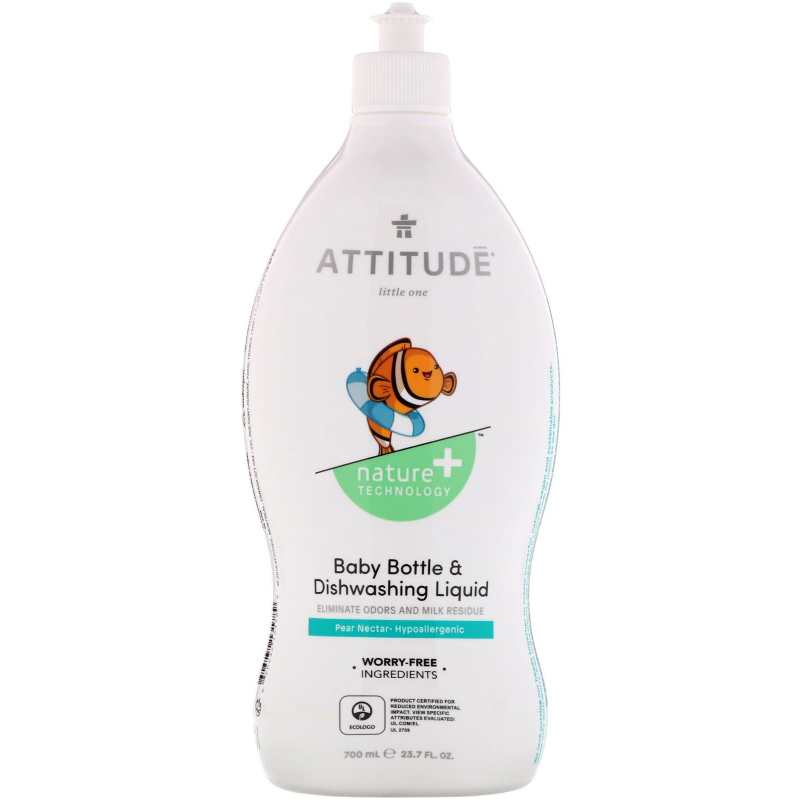 ATTITUDE, Pequenino, Líquido para Lavar Louças e Mamadeira, Néctar de Pera, 700 ml