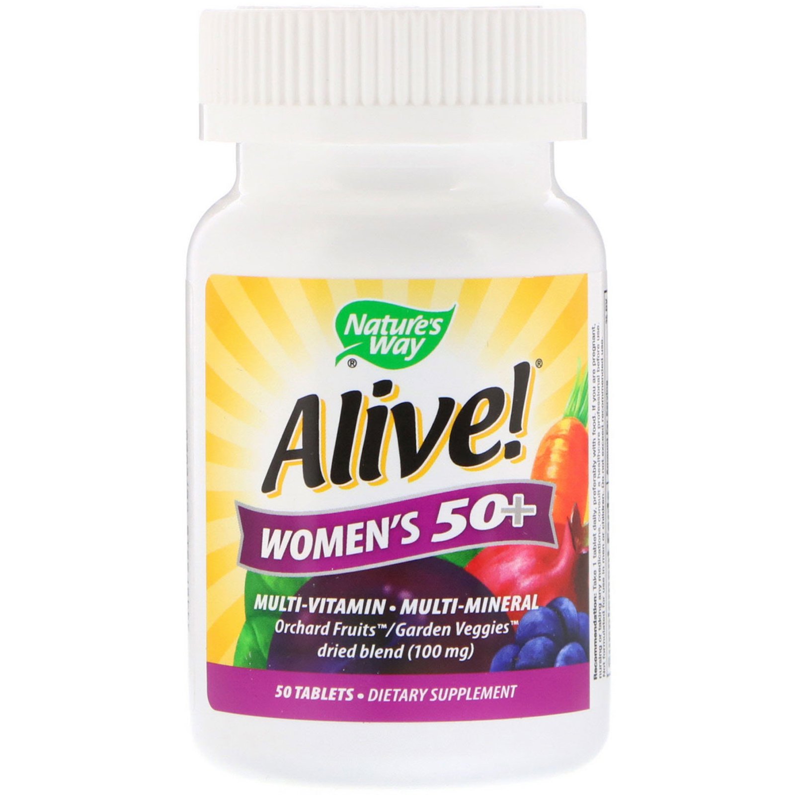 Nature's Way, Alive! Multivitamínico Completo para Mulheres Acima dos 50, 50 Comprimidos - Imagem 3
