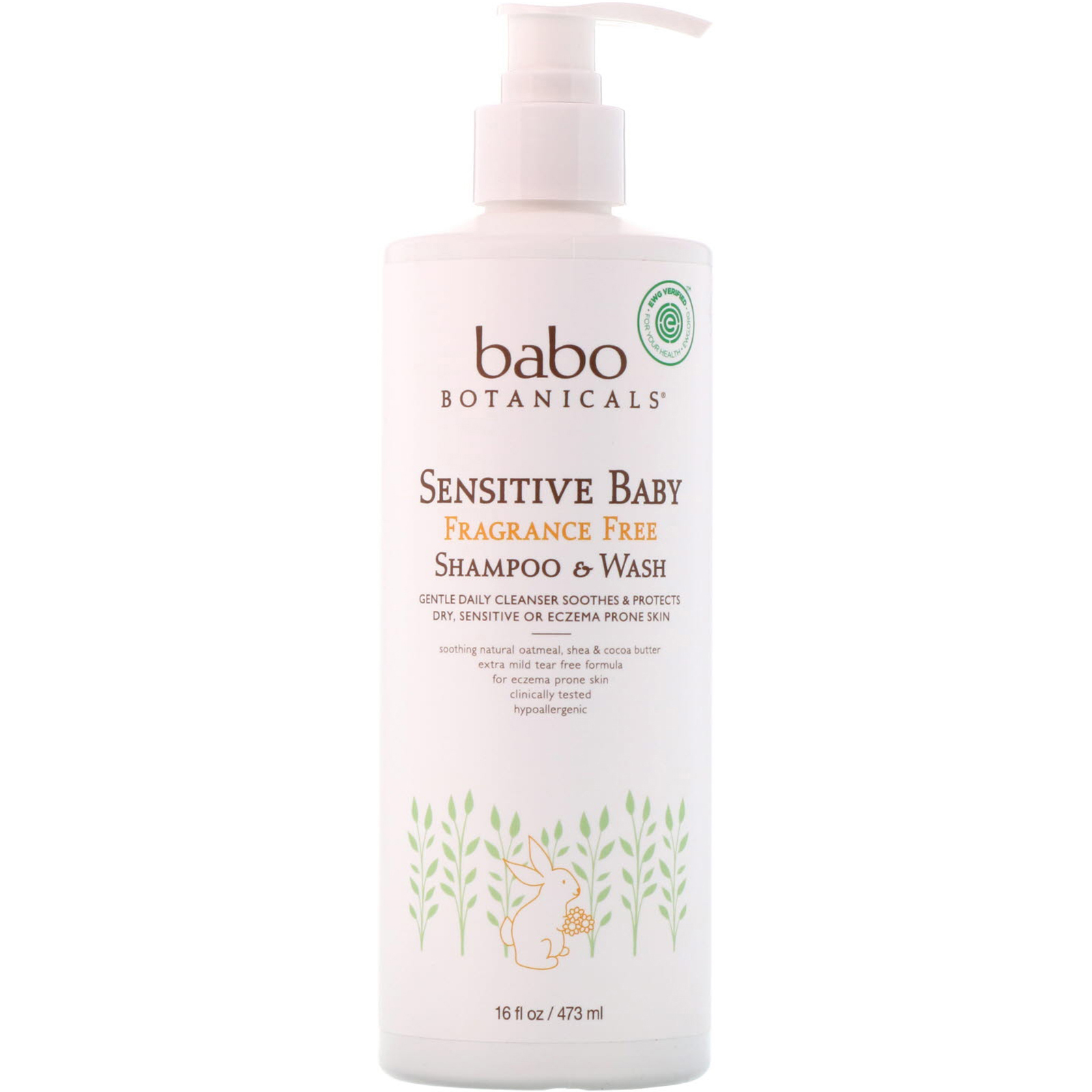 Babo Botanicals, Para a Pele Sensível dos Bebês, Shampoo e Sabonete Corporal, Sem Perfume, 473 ml (16 fl oz)