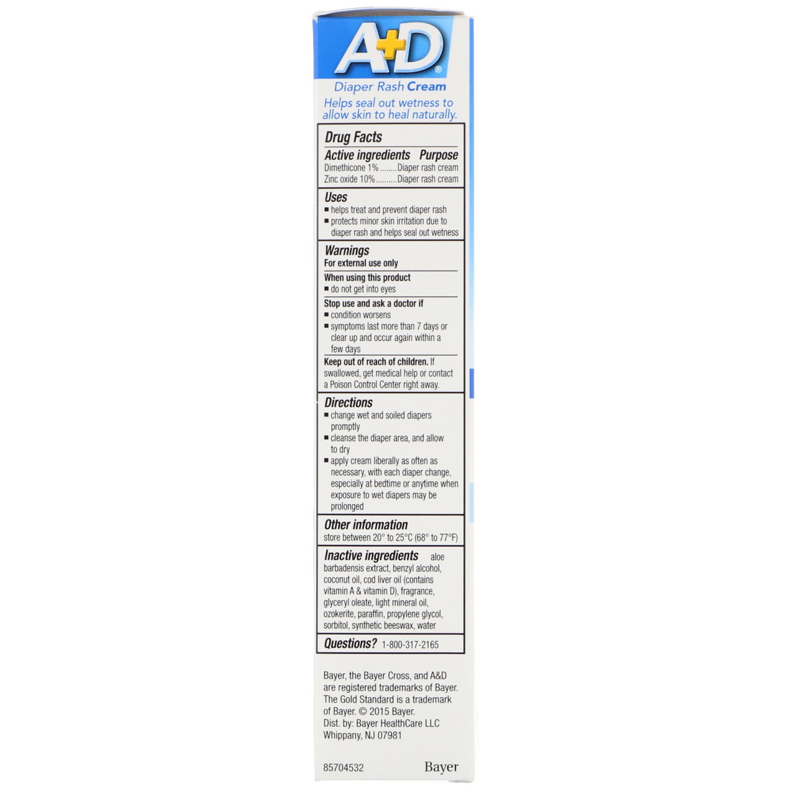 A+D, Creme para Assaduras com Dimeticona e Óxido de Zinco, 1,5 oz (42,5 g) - Imagem 2