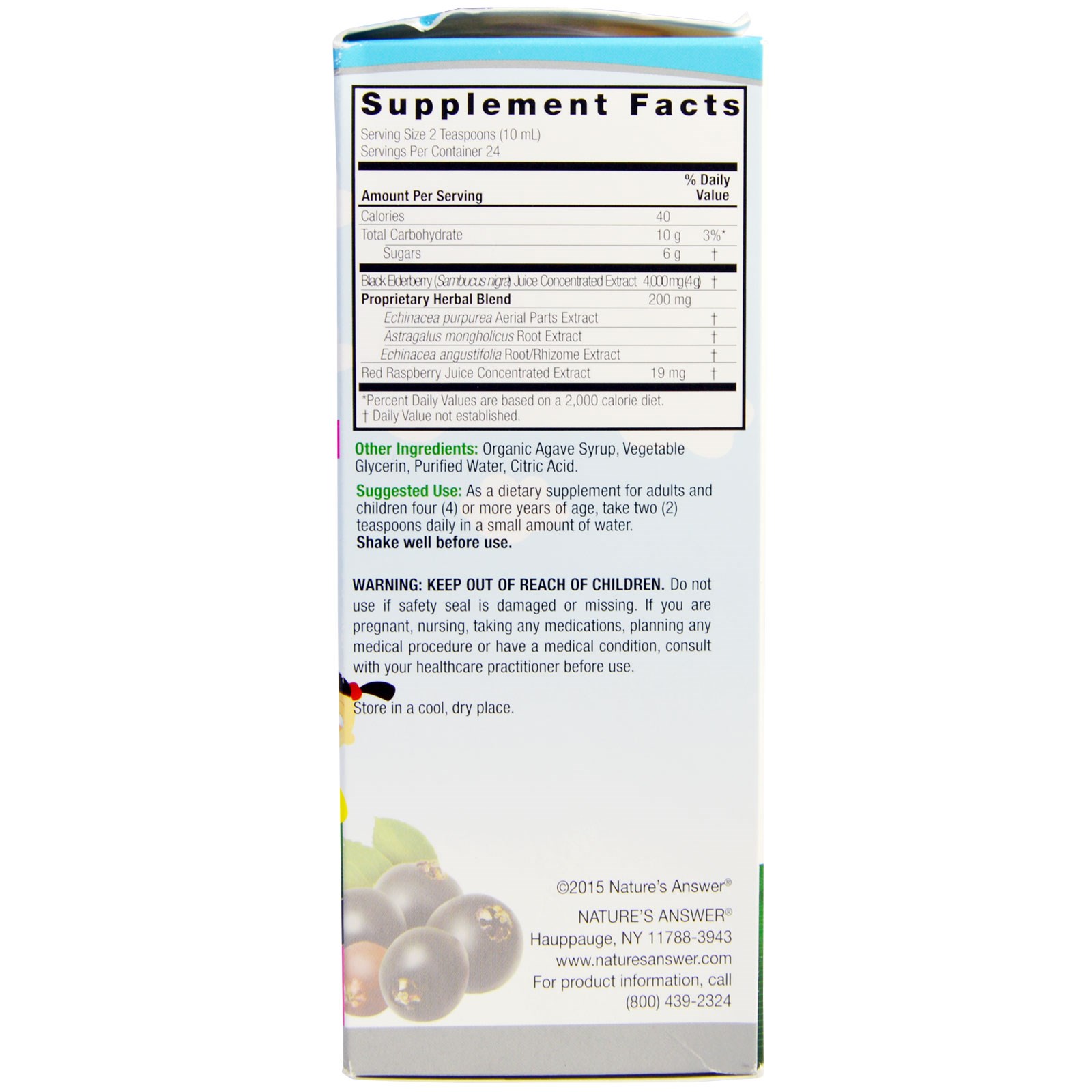 Nature's Answer, Sambucus Kid's Formula, 4.000 mg, 240 ml (8 fl oz) - Imagem 2