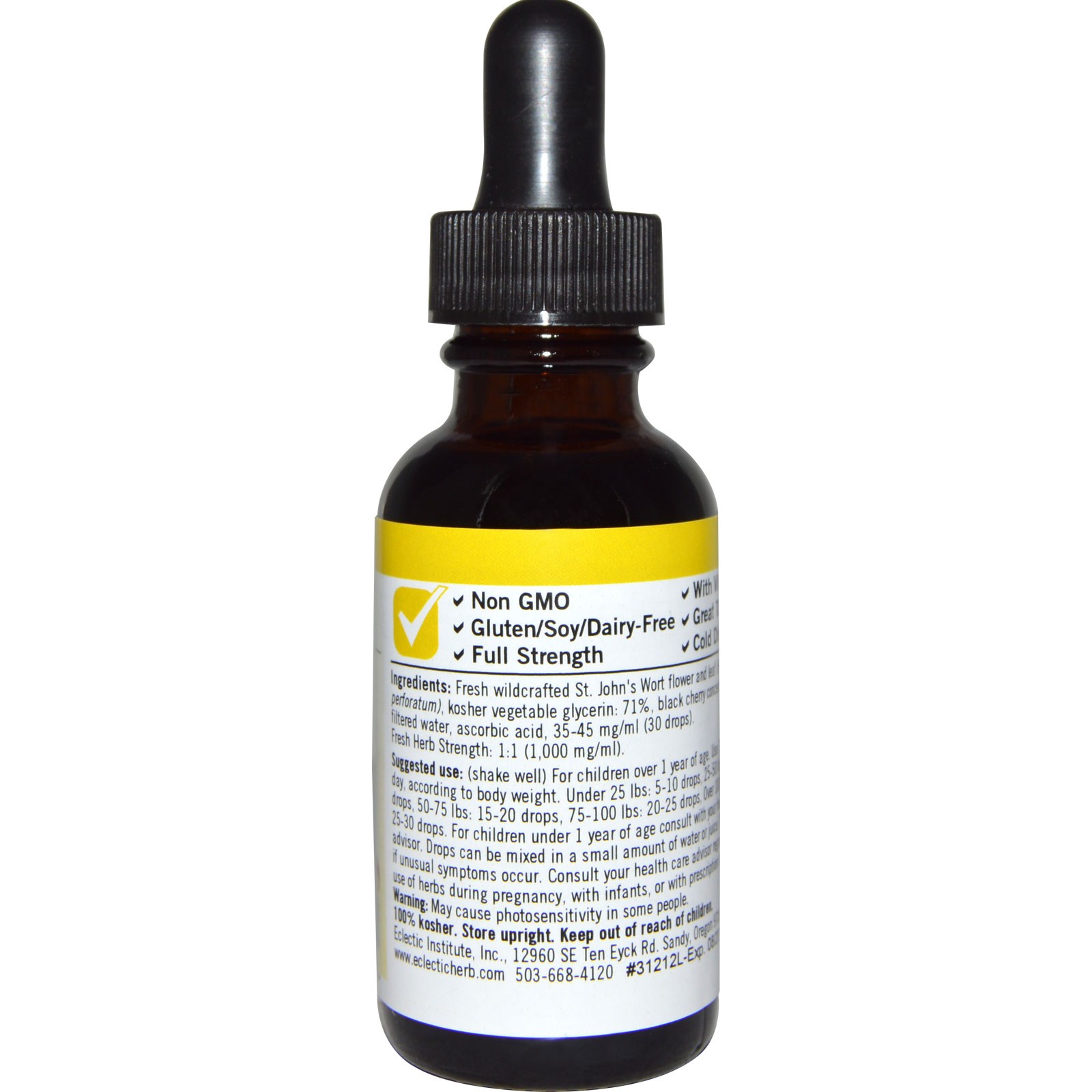 Eclectic Institute, Ervas Para Crianças, Erva de São João, Sabor Cereja Preta, 1 fl oz (30 ml) - Imagem 2
