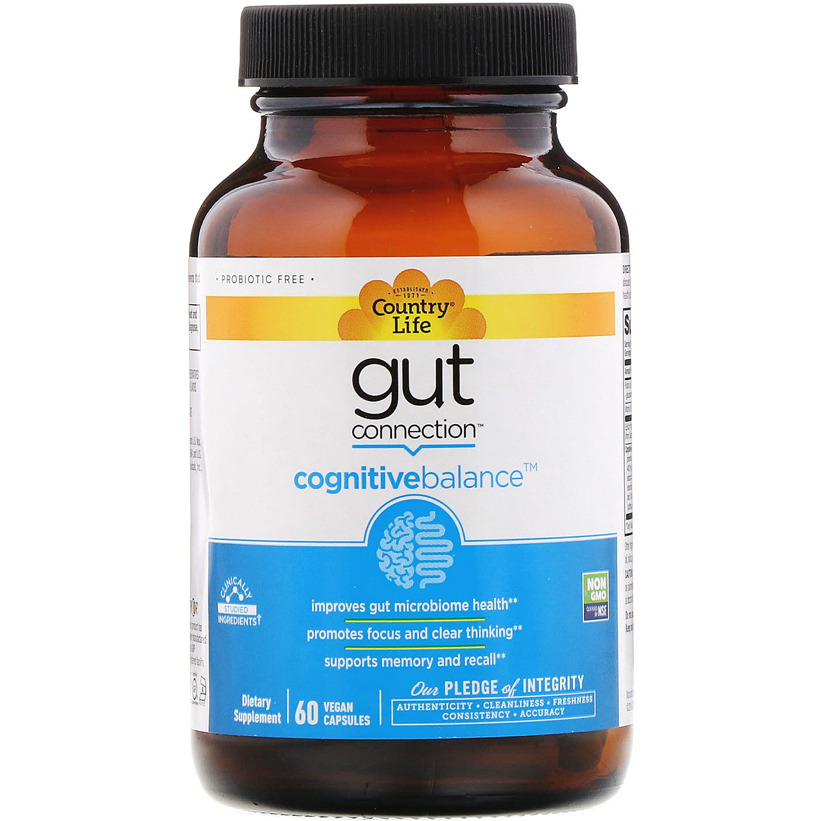 Country Life, Gut Connection, Cognitive Balance, 60 Vegan Capsules - Imagem 3