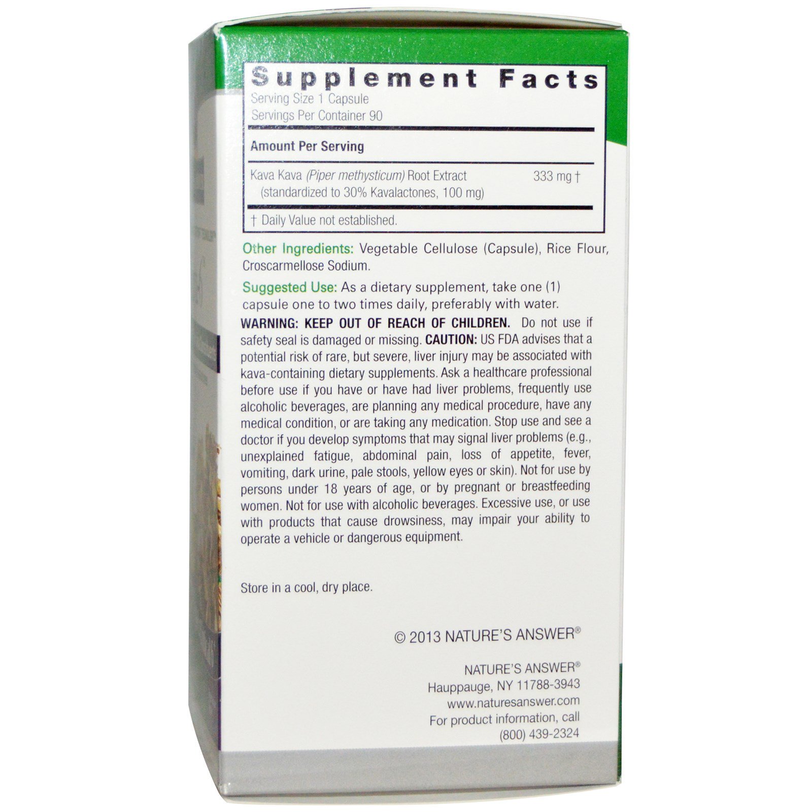 Nature's Answer, Kava-6, 90 Vegetarian Capsules - Imagem 2
