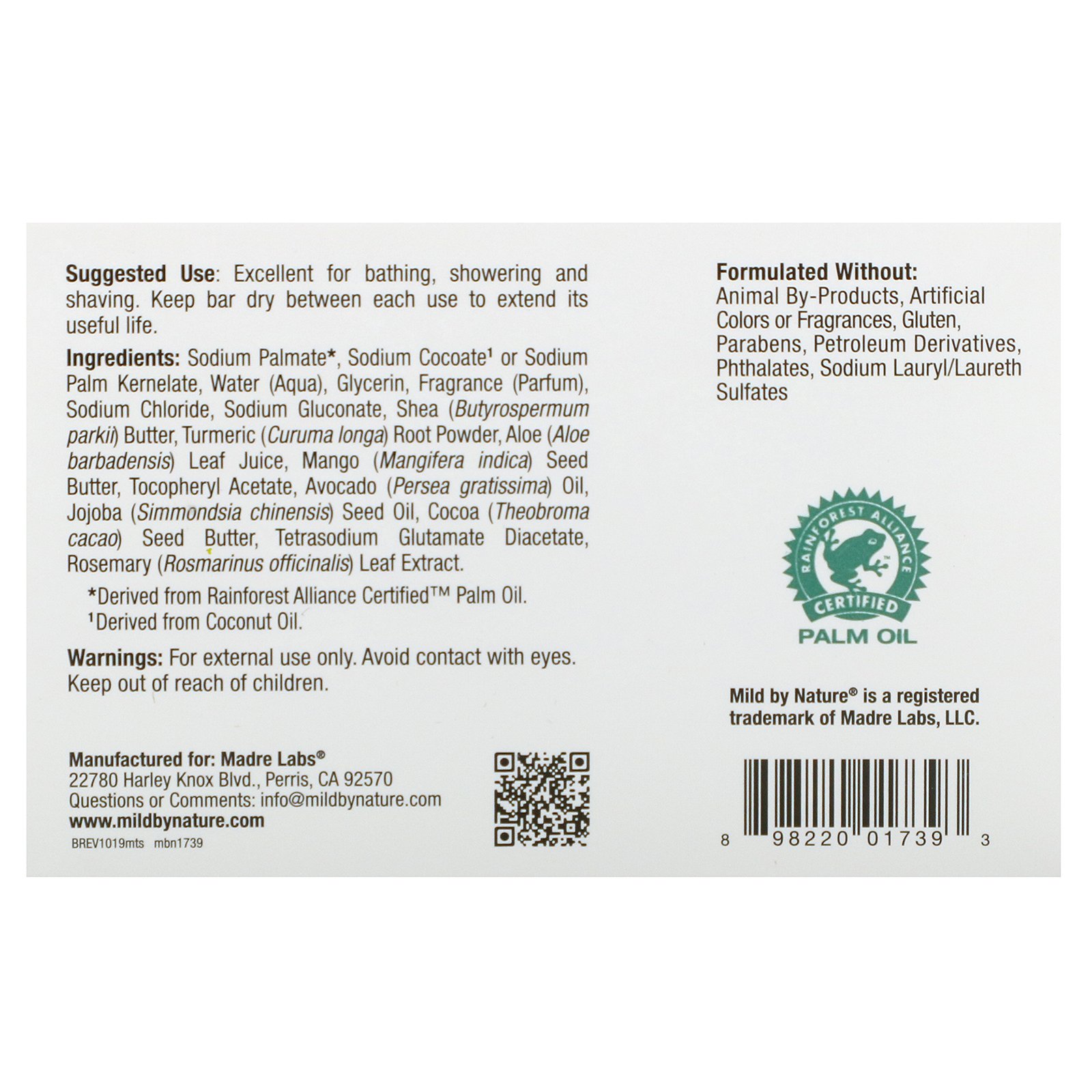 Mild By Nature, Barra de Sabonete de Cúrcuma e Manga, 141 g (5 oz) - Imagem 3