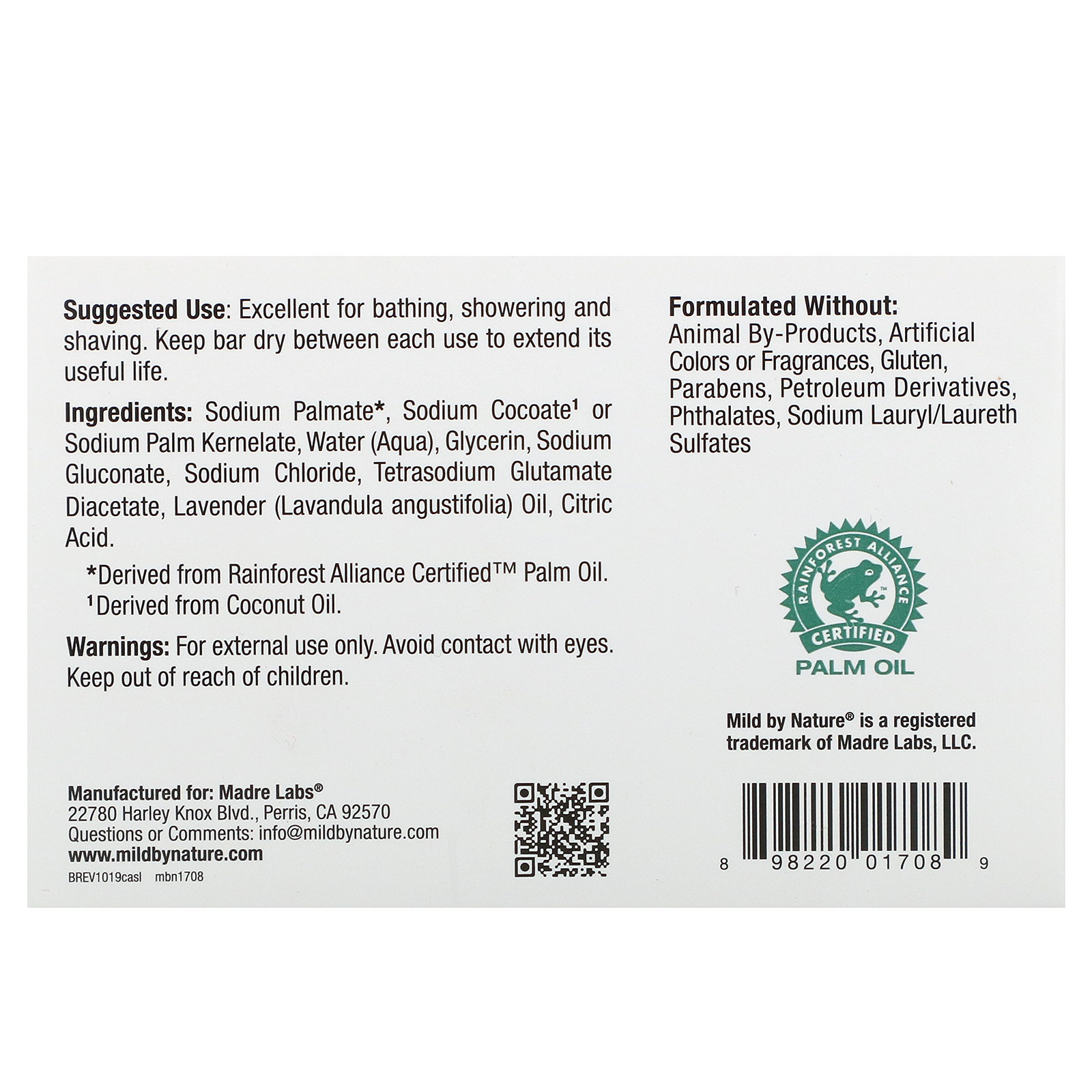 Mild By Nature, Barra de Sabonete Castela, Lavanda, 141 g (5 oz) - Imagem 3