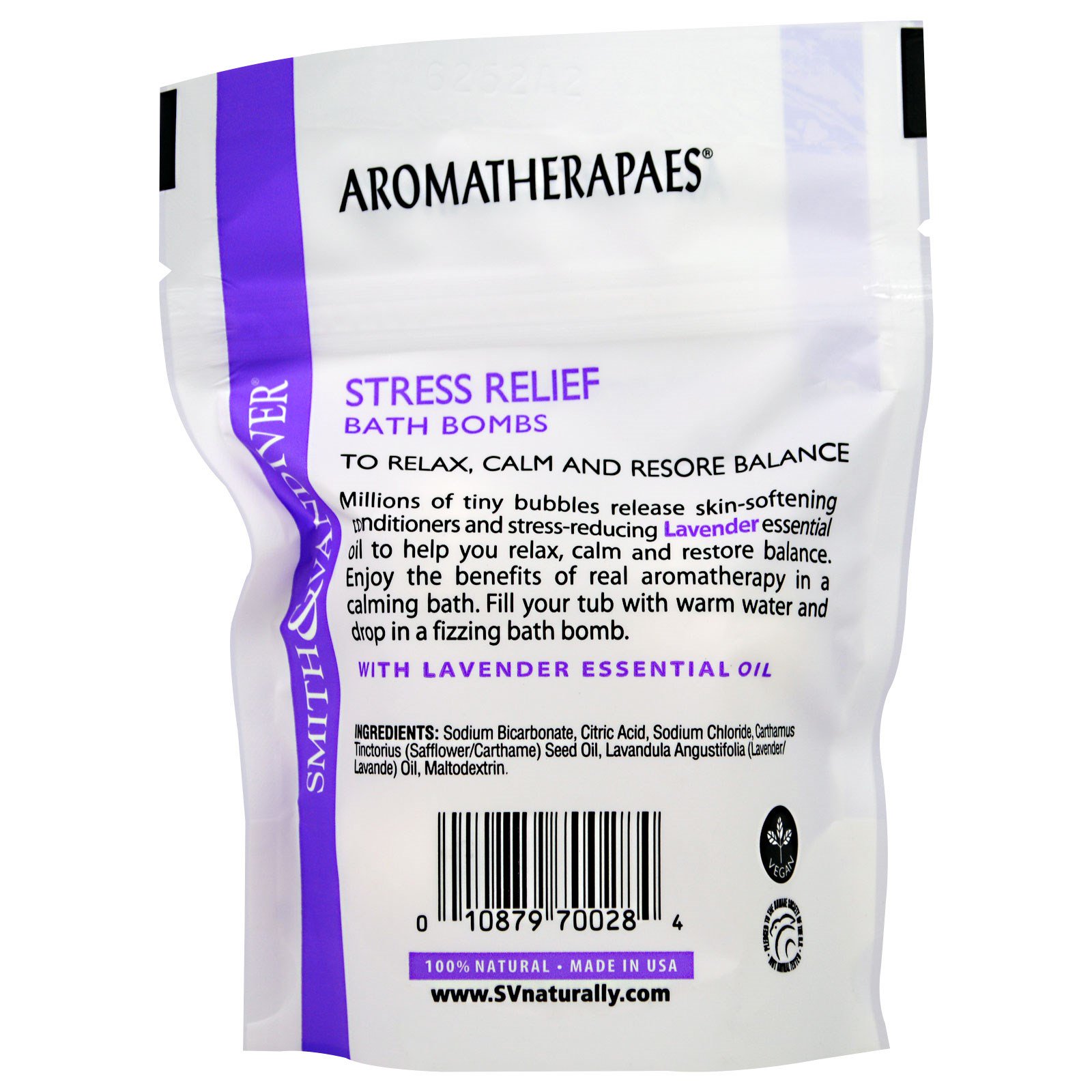 Smith & Vandiver, Bath Bombs Aliviadores de Estresse com Óleo Essencial de Lavanda, 4 Bolas Efervescentes para Banheira, 0,8 oz (22 g) Cada - Imagem 2