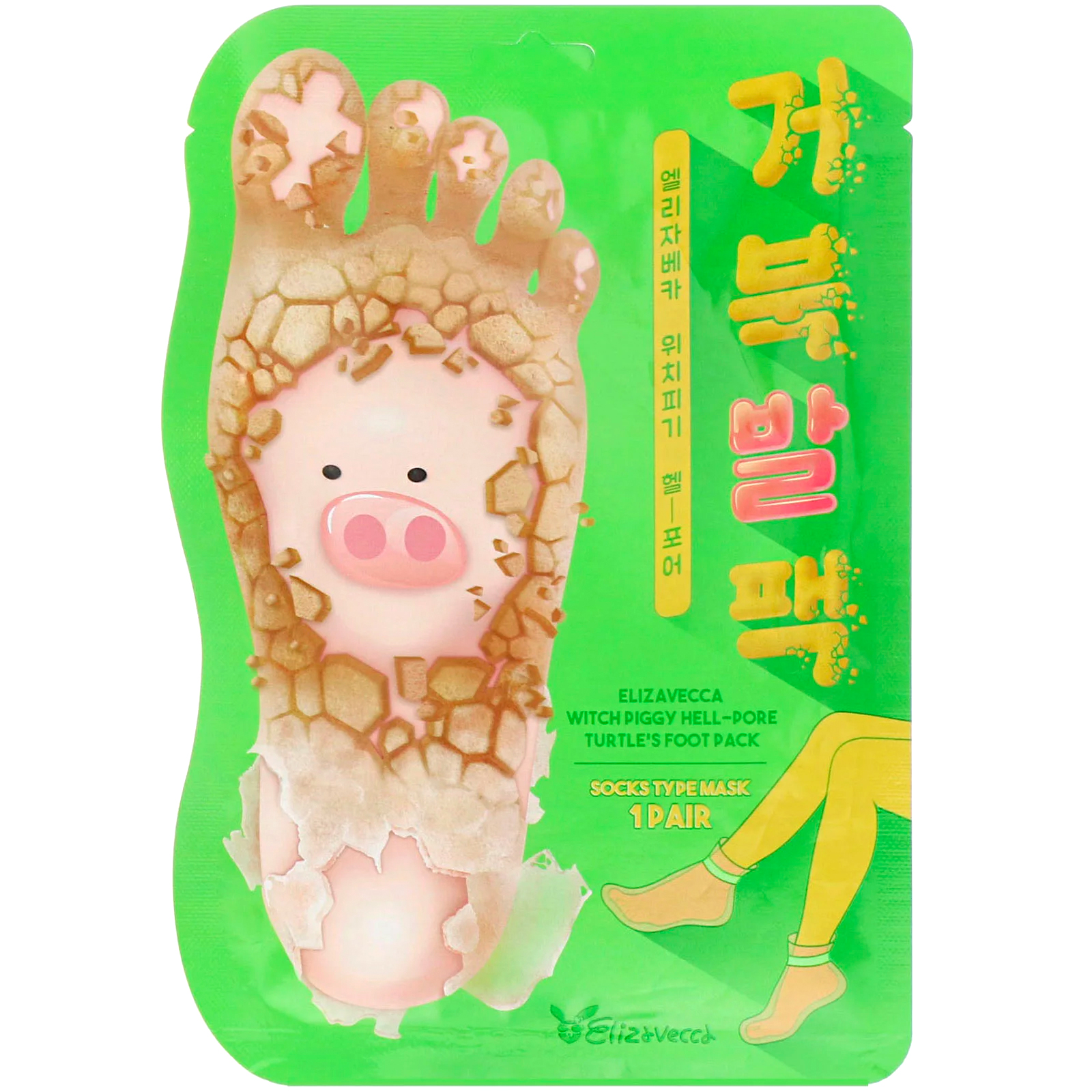 Elizavecca, Pacote de Pés de Tartaruga Witch Piggy, Hell-Pore, 1 Par, 40 g (1,41 oz)