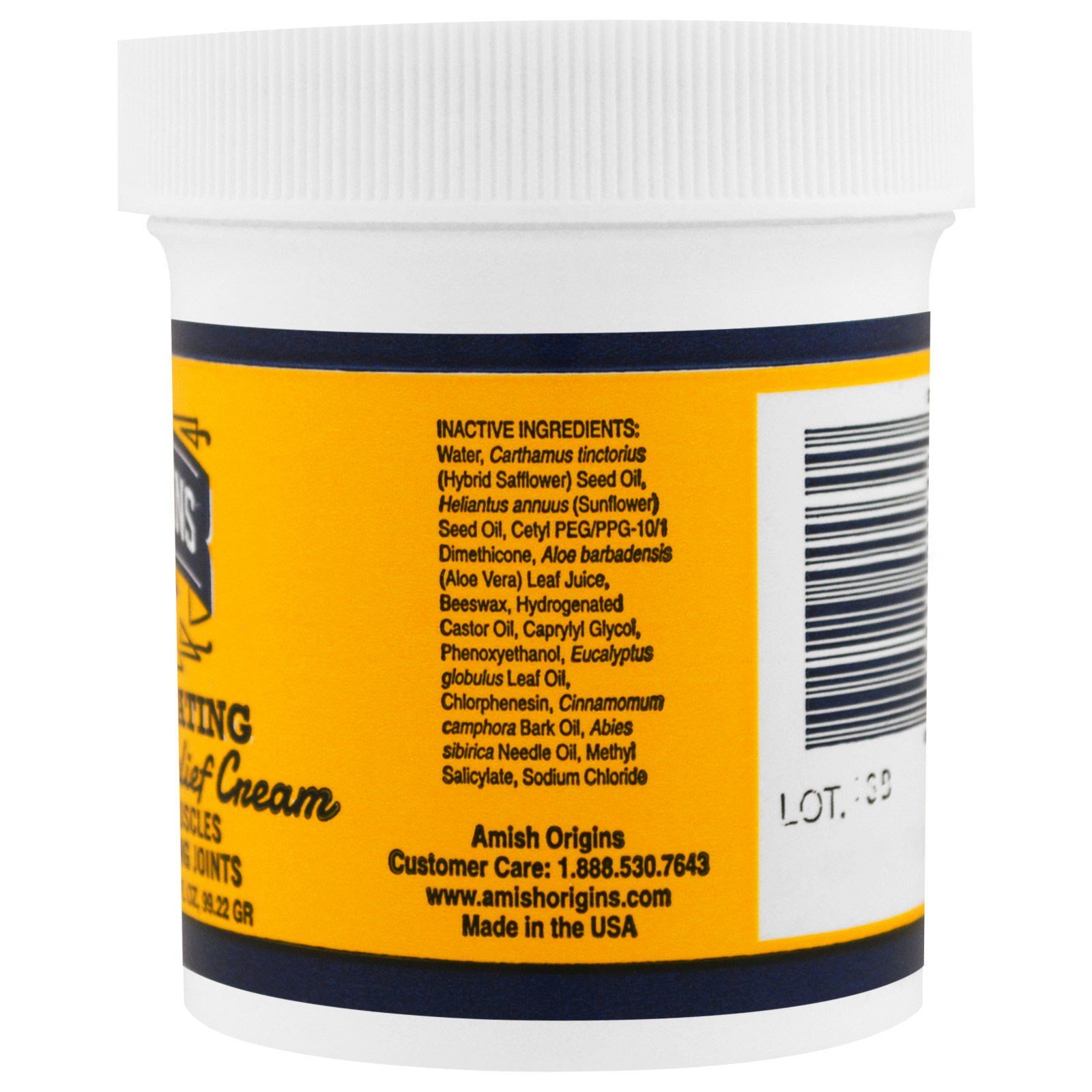 Amish Origins, Absorção Profunda, Creme para Alívio da Dor sem Gordura, 99,22 g (3,5 fl oz) - Imagem 2