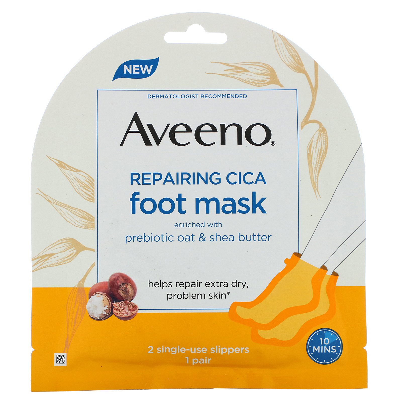 Aveeno, Máscara Cicatrizante e Reparadora para os Pés, 2 Meias de Uso Único