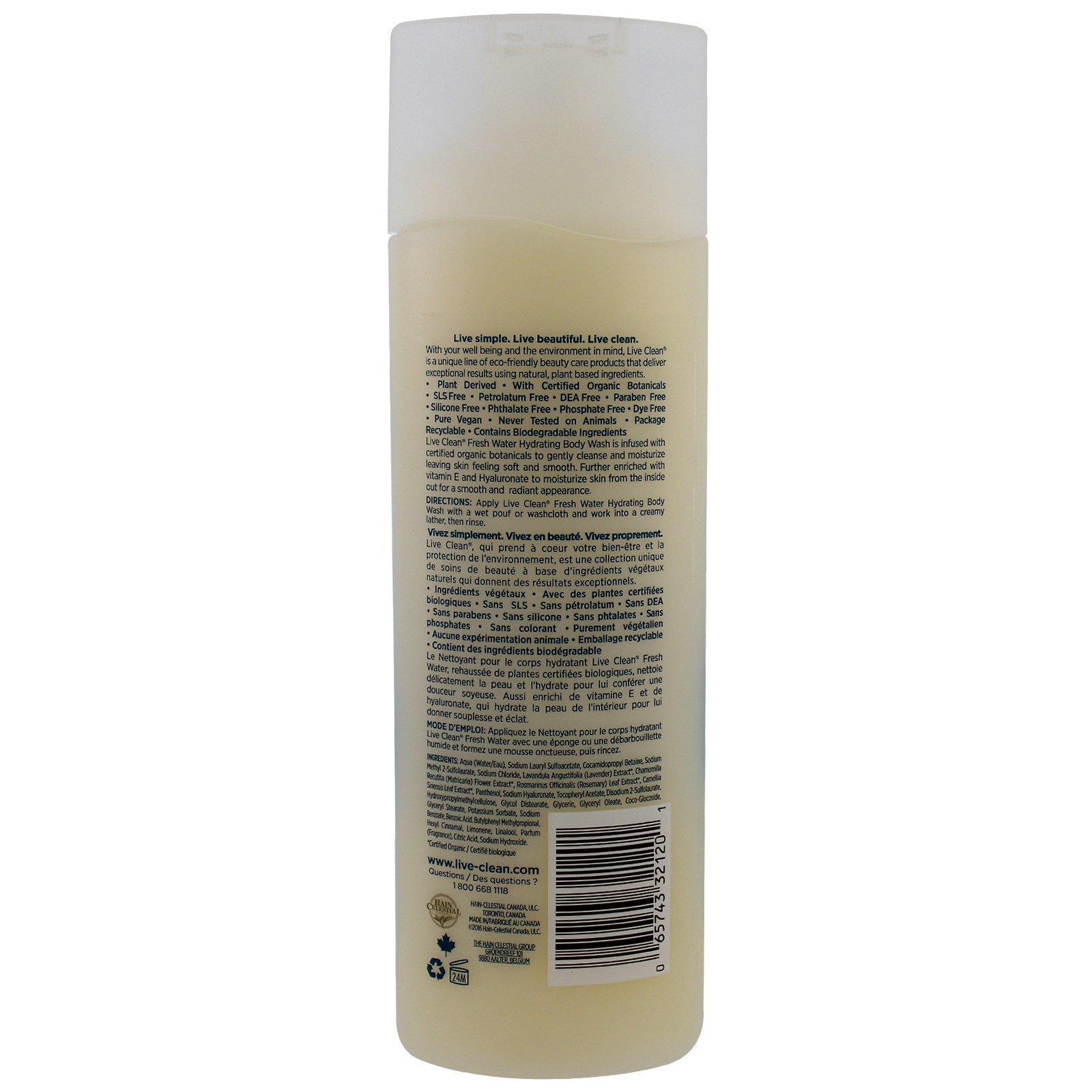 Live Clean, Gel de banho hidratante, Água fresca, 17 fl oz (500 ml) - Imagem 2