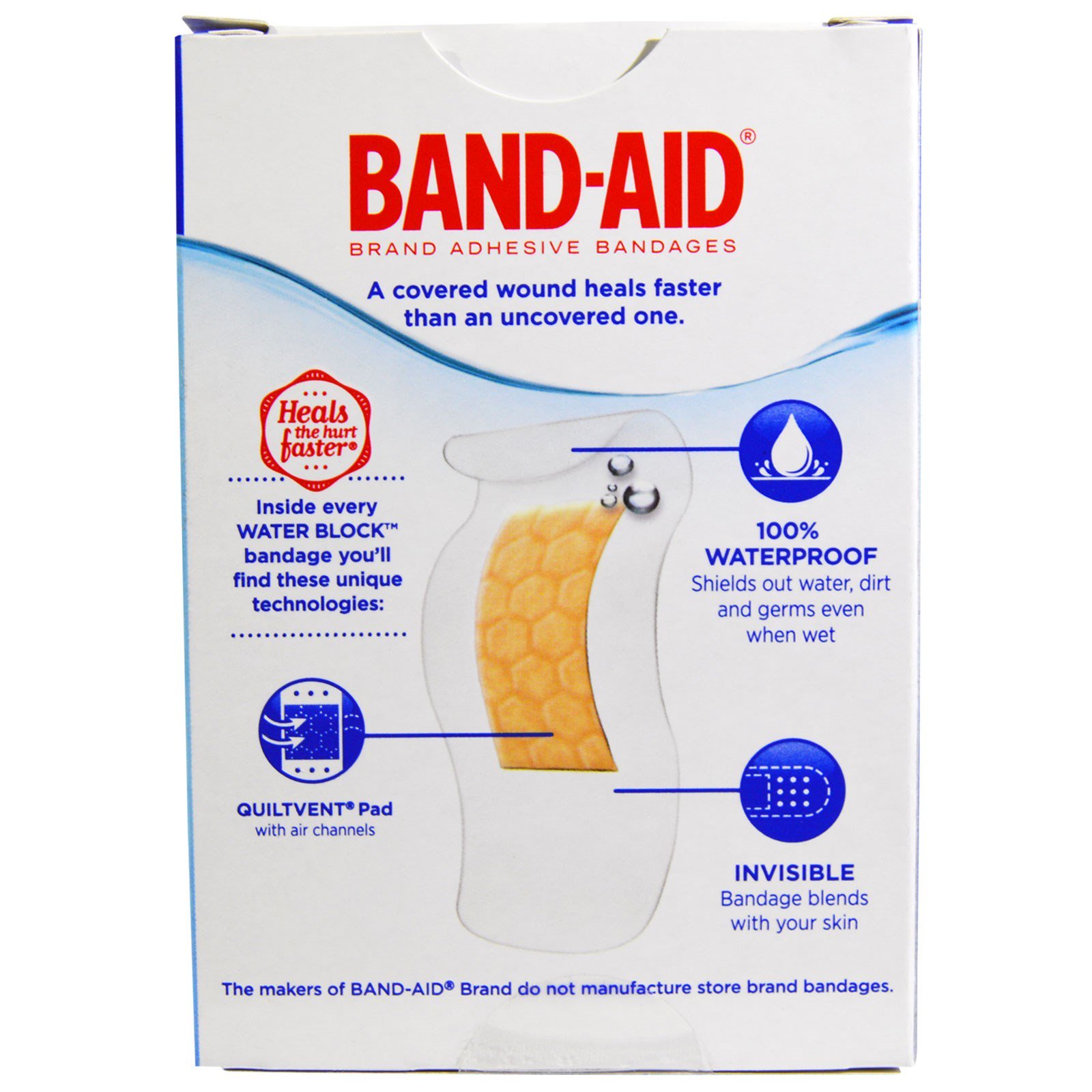 Band Aid, Curativos adesivos, Aquablock, Transparente, 30 de tamanhos variados - Imagem 2