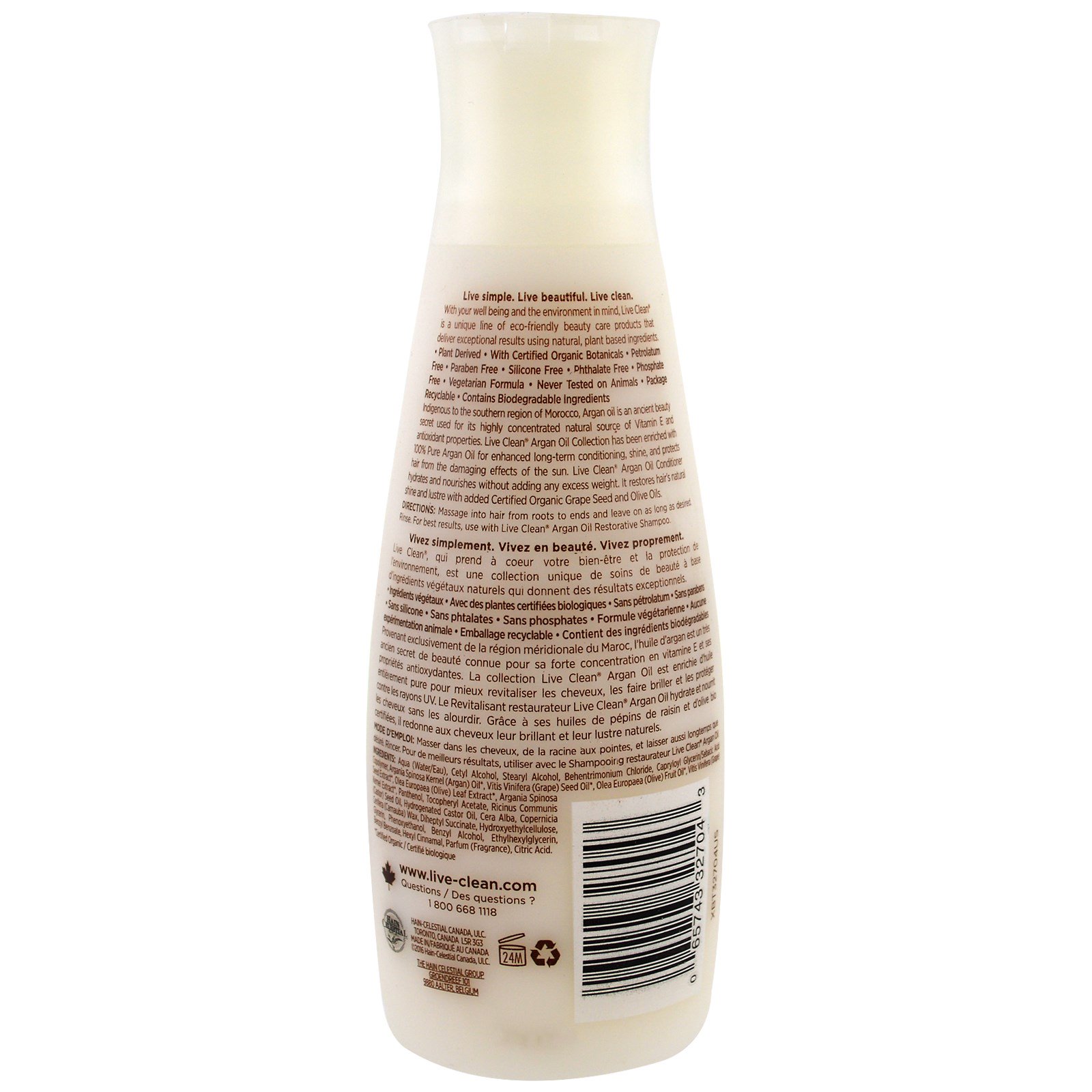 Live Clean, Condicionador restaurador, Óleo de argan, 12 fl oz (350 ml) - Imagem 2