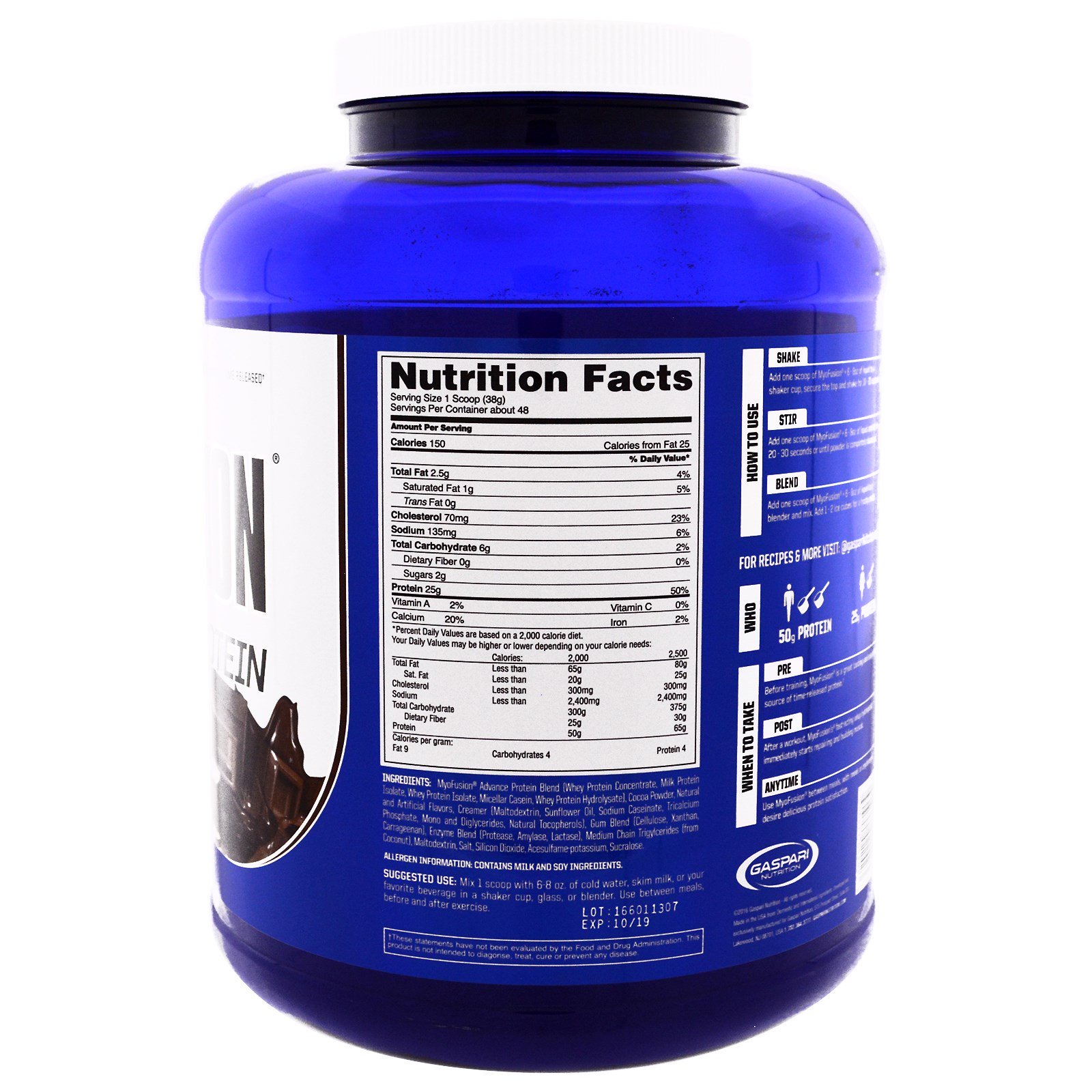 Gaspari Nutrition, MyoFusion, Advanced Protein, Chocolate ao Leite, 4 lbs (1,81 kg) - Imagem 2