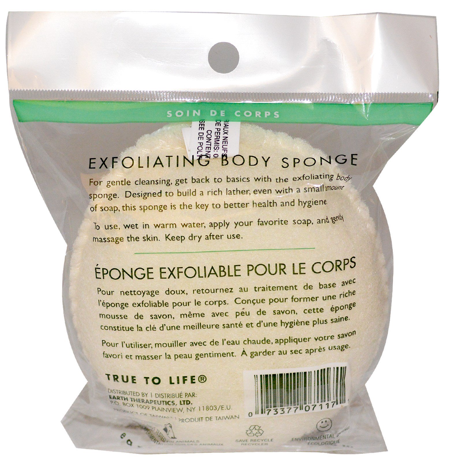 Earth Therapeutics, Esponja Corporal Esfoliante, 1 Esponja - Imagem 2