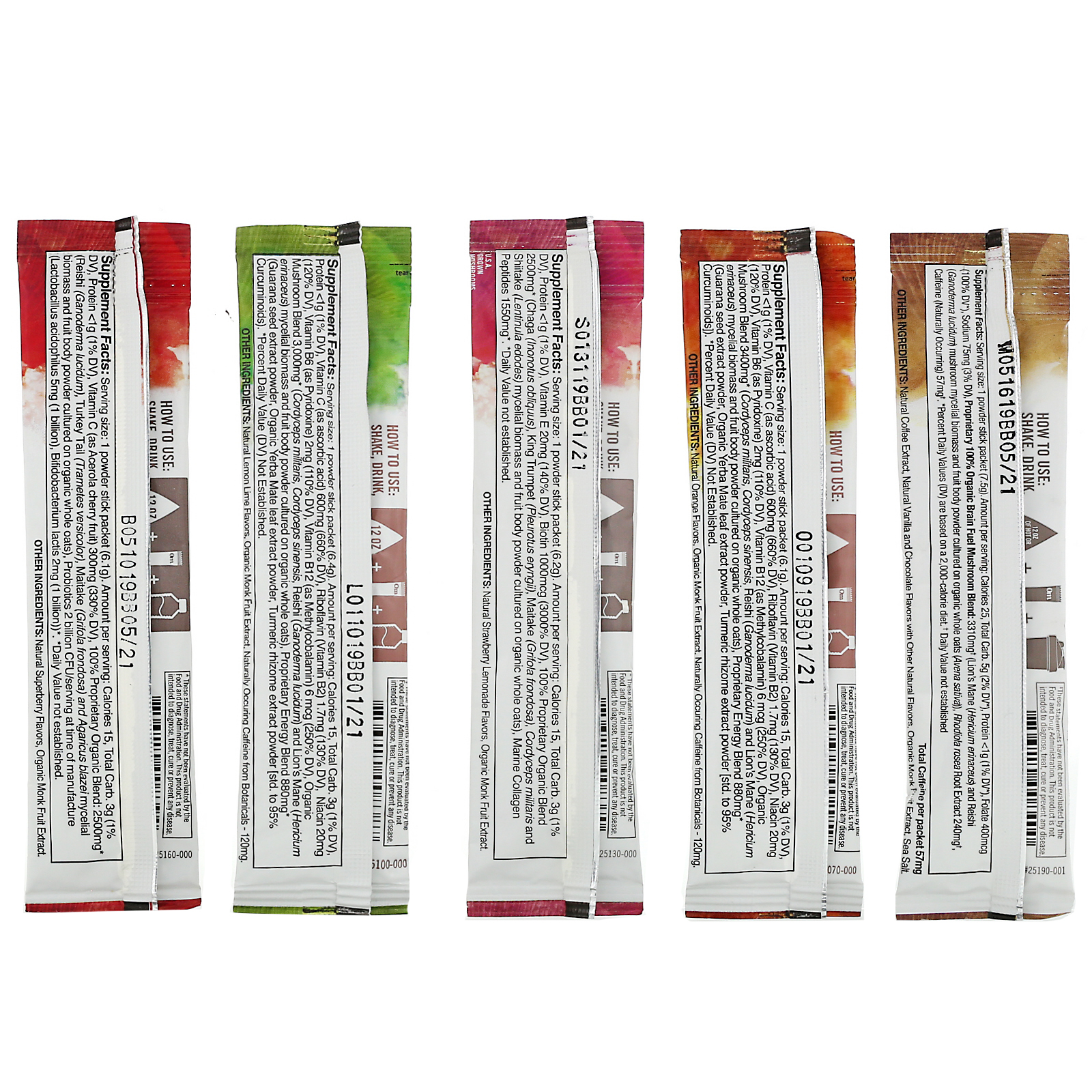 Organic Mushroom Nutrition, Om Mushroom Drink Pack, Immune+, Energy+, Beauty+, Brain Fuel+, Energy+, 5 Drink Sticks - Imagem 3