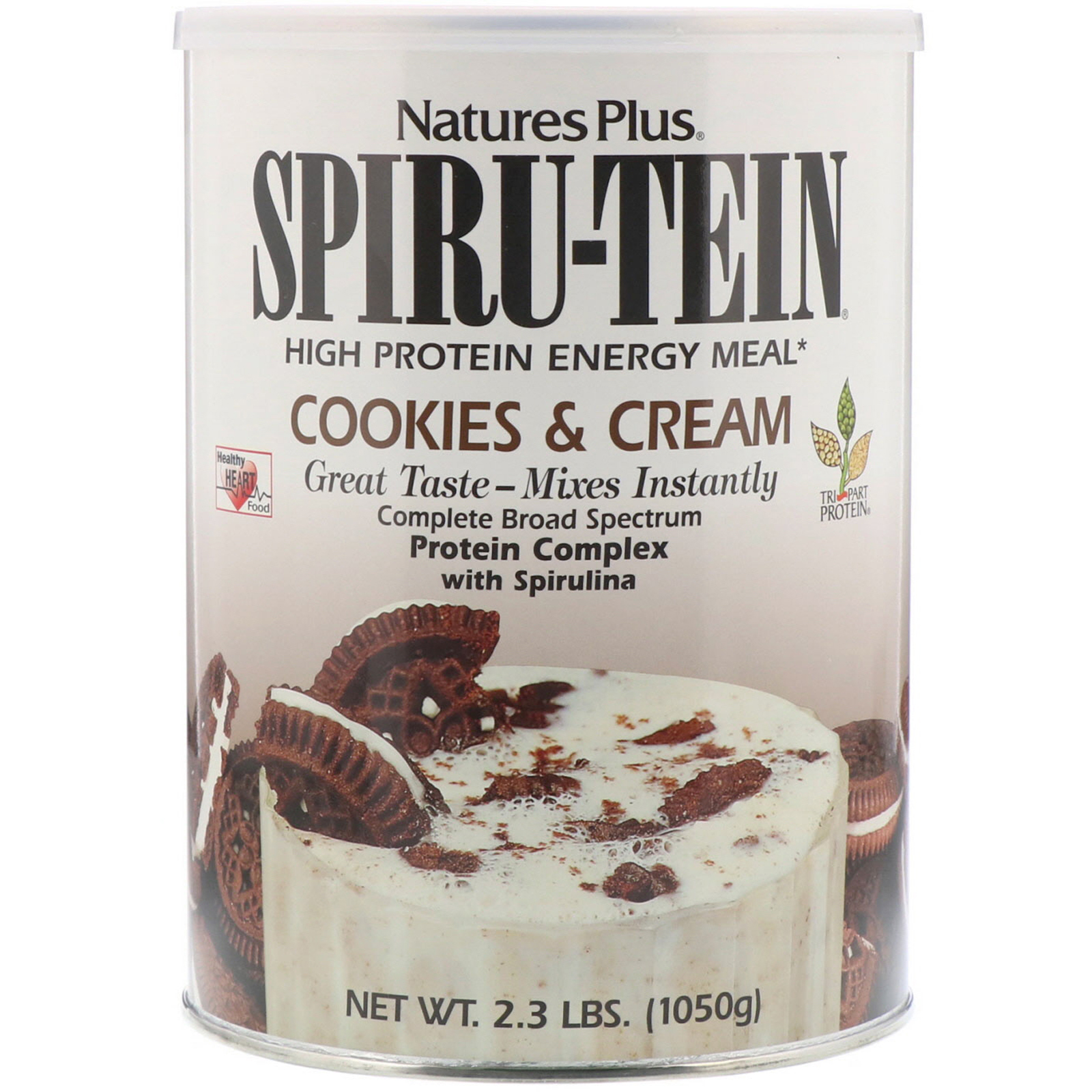 Nature's Plus, Spiru-Tein, Alimento Energético Altamente Proteico, Cookies e Creme, 2,3 lbs (1050 g)