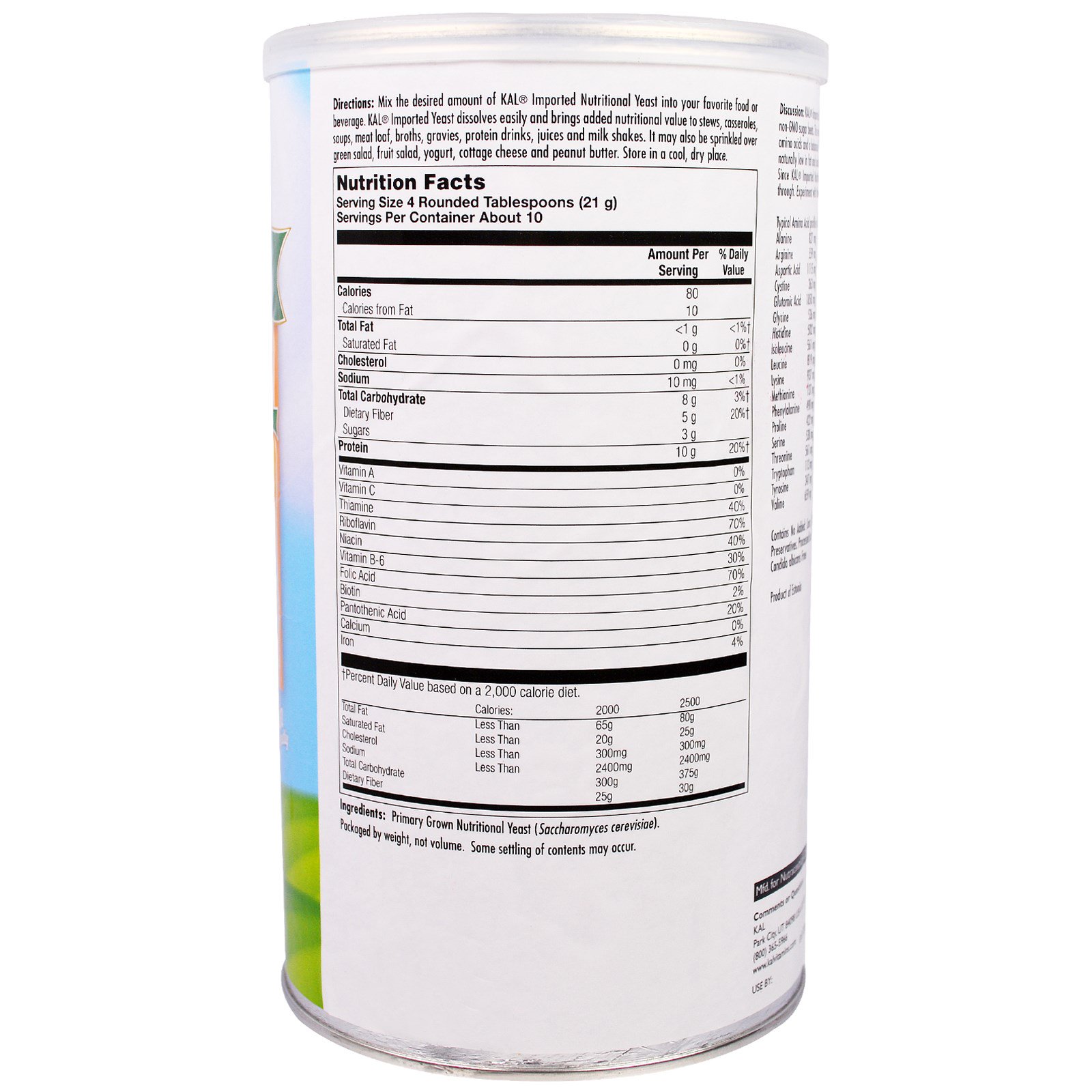 KAL, Importado, Levedura Nutricional, Flocos Finos, 220g - Imagem 2