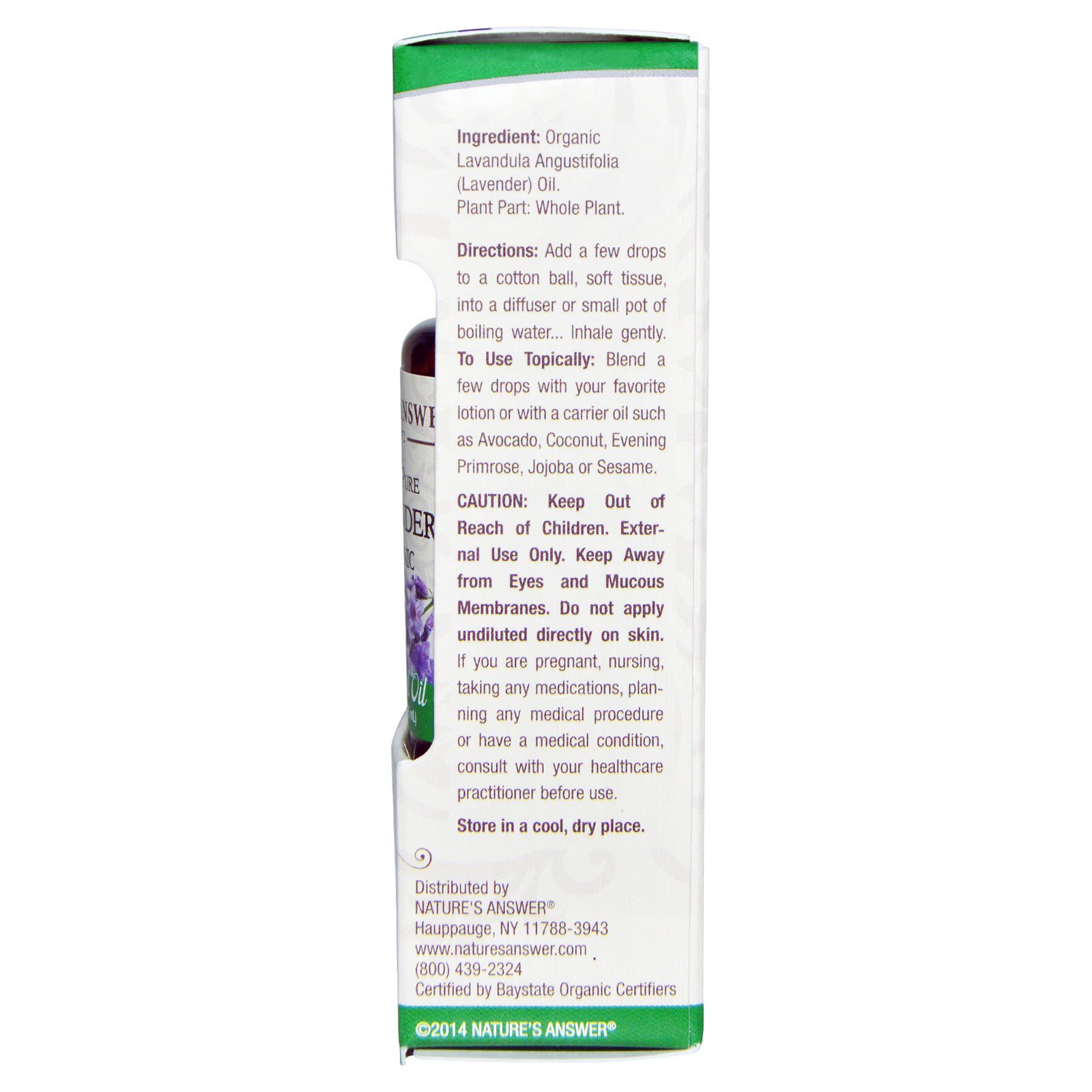 Nature's Answer, Óleo Essencial Orgânico, Lavanda 100% Pura, 0,5 fl oz (15 ml) - Imagem 2