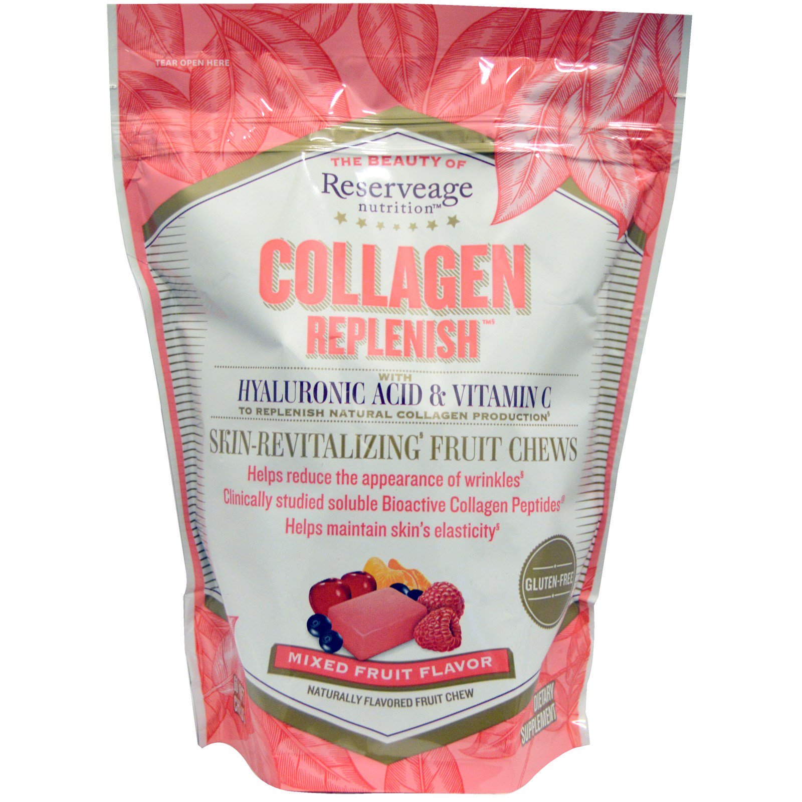 ReserveAge Nutrition, Repositor de Colágeno, Frutas Sortidas, 60 Balas Mastigáveis