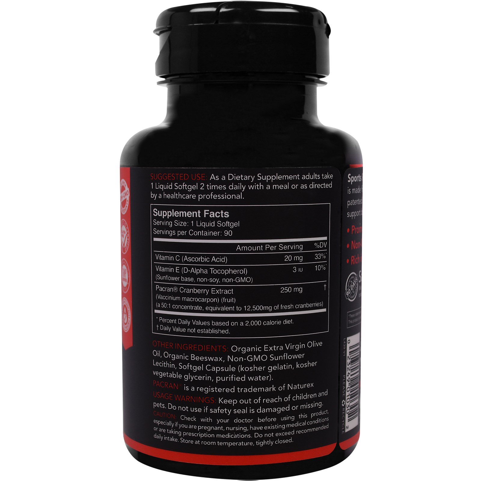 Sports Research, Concentrado de Cranberry, 250 mg, 90 Cápsulas Softgel - Imagem 2
