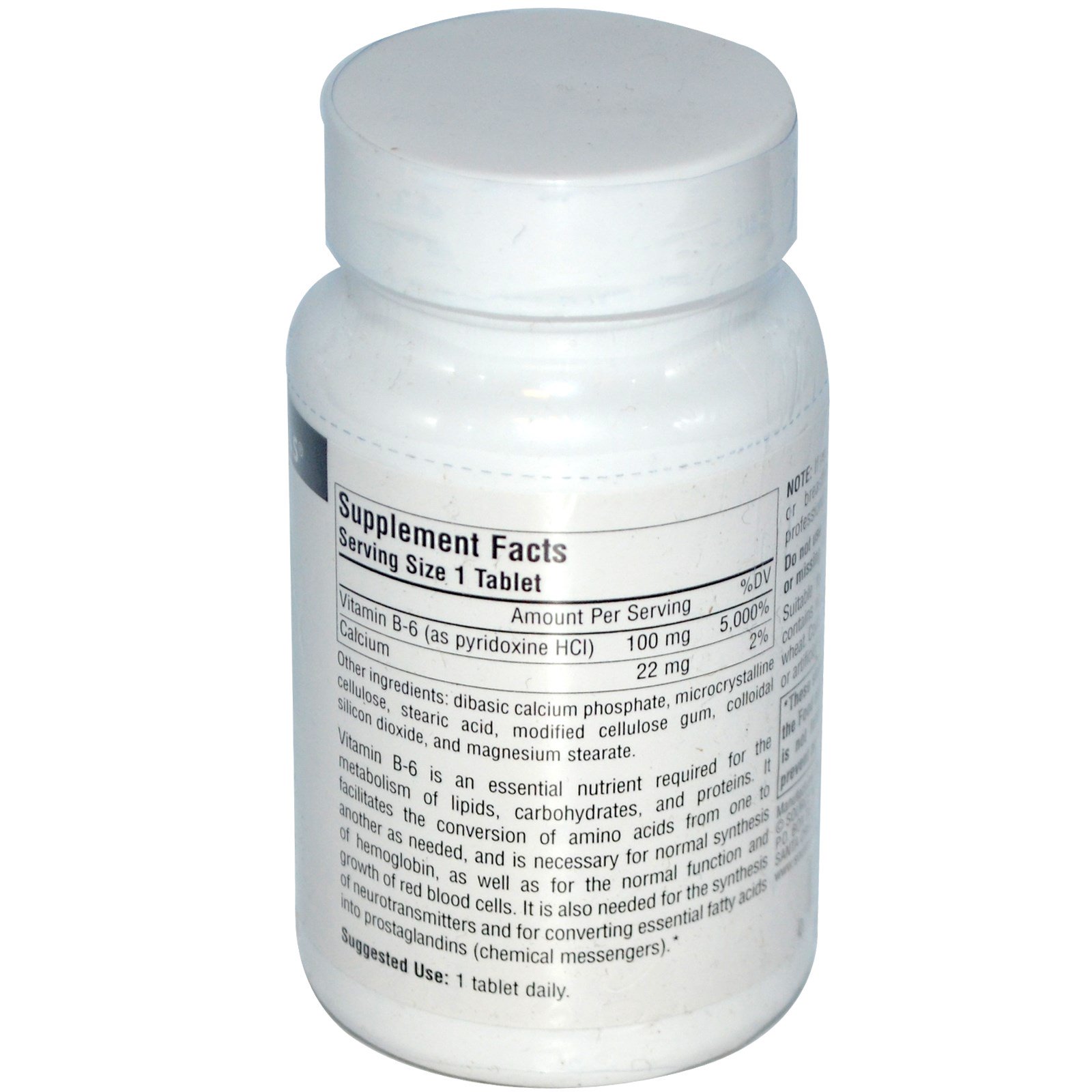 Source Naturals, B-6, 100 mg, 250 Tabletes - Imagem 2