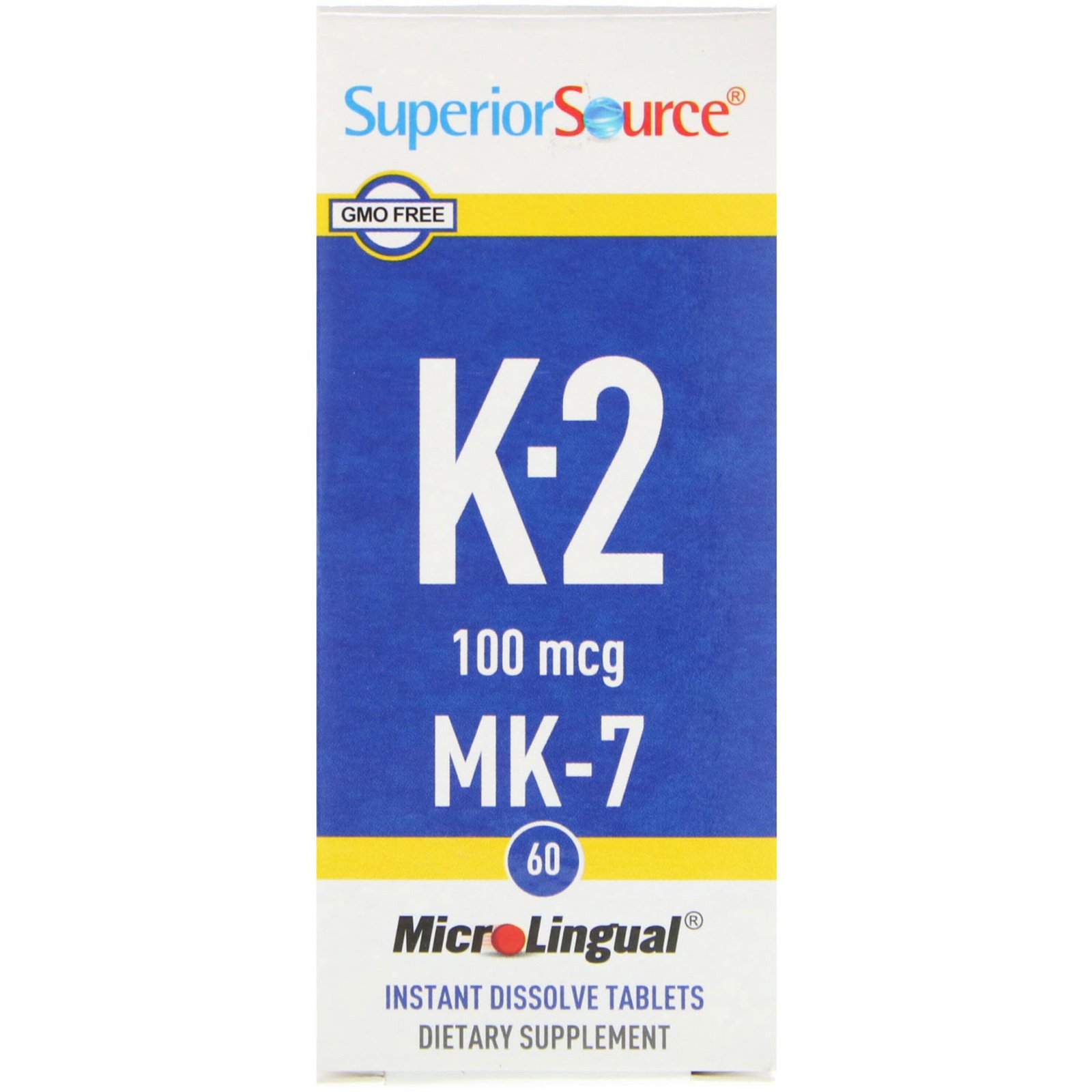 Superior Source, Vitamina K-2, 100 mcg, 60 comprimidos microlinguais solúveis instantâneos