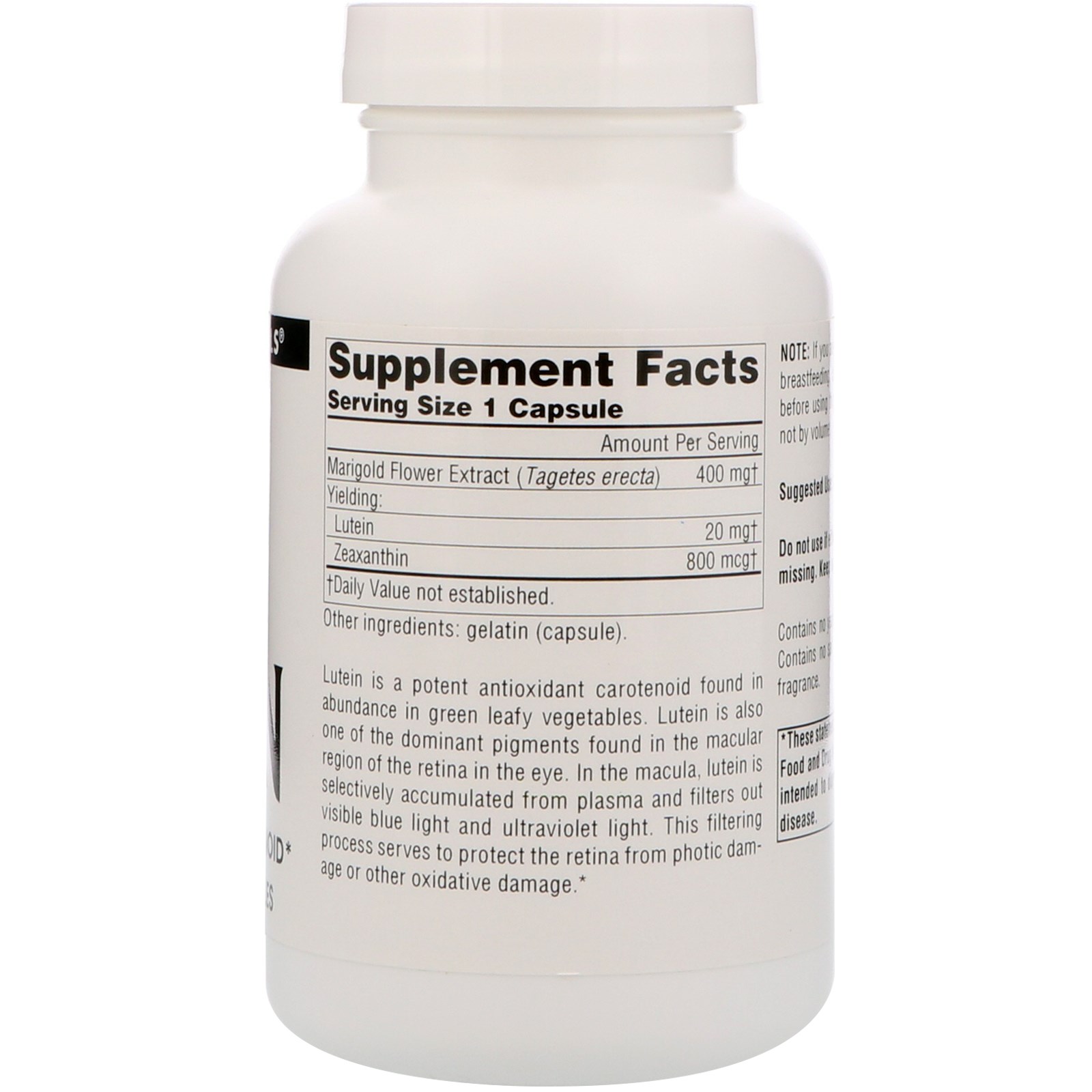 Source Naturals, Luteína, 20 mg, 120 Cápsulas - Imagem 2
