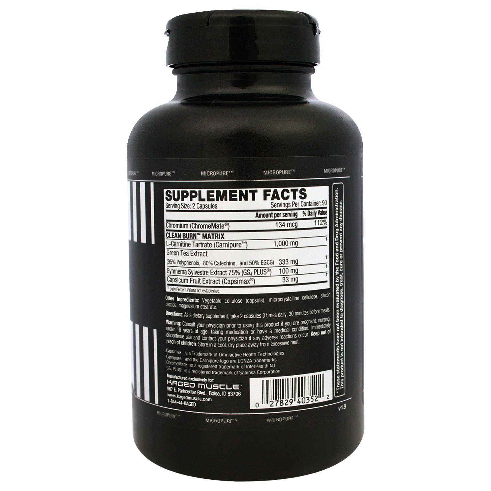 Kaged Muscle, Clean Burn, 180 Vegetable Capsules - Imagem 2
