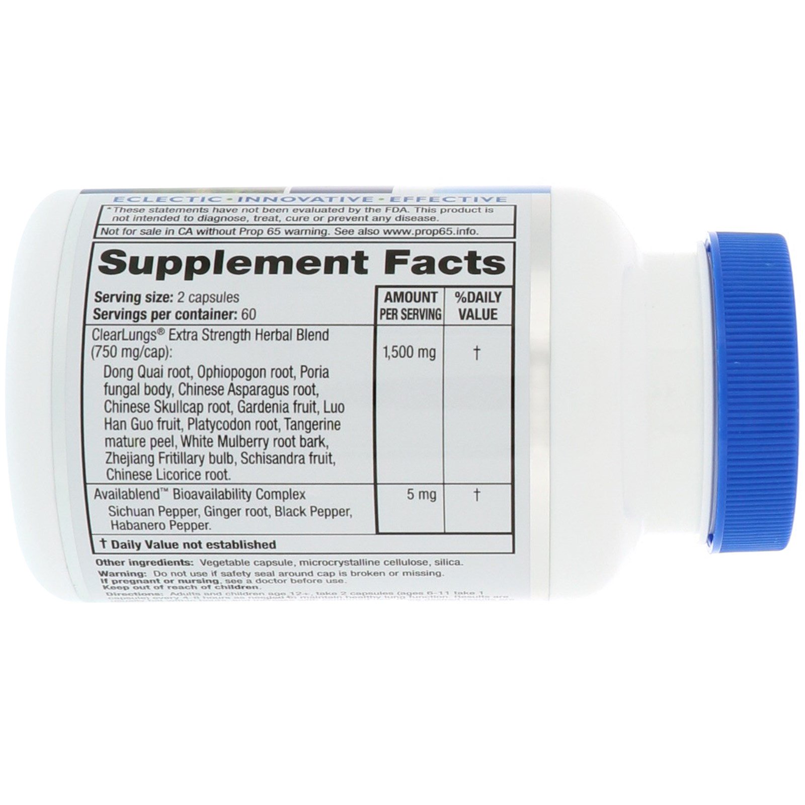 RidgeCrest Herbals, ClearLungs, Força extra, 120 cápsulas para vegetarianos - Imagem 2