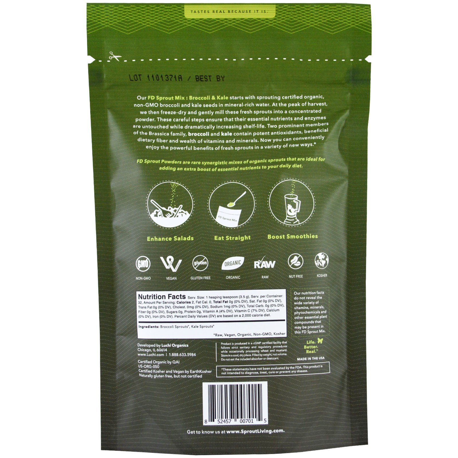 Sprout Living, Mistura de Brotos FD, Brócolis e Couve-de-Folhas, 113 g (4 oz) - Imagem 2
