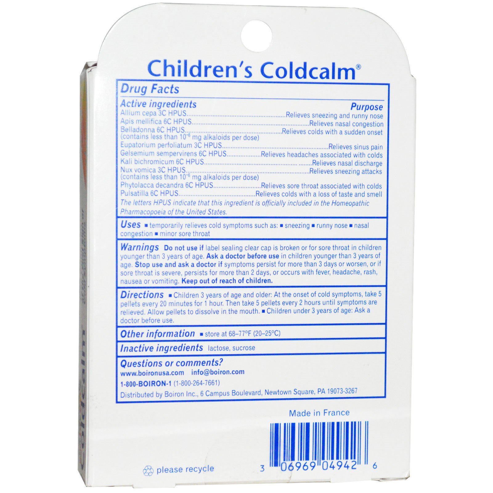 Boiron, Coldcalm, Children's Cold Relief, 3+ and Older, 2 Tubes, Approx 80 Quick Disolving Pellets Each - Imagem 2